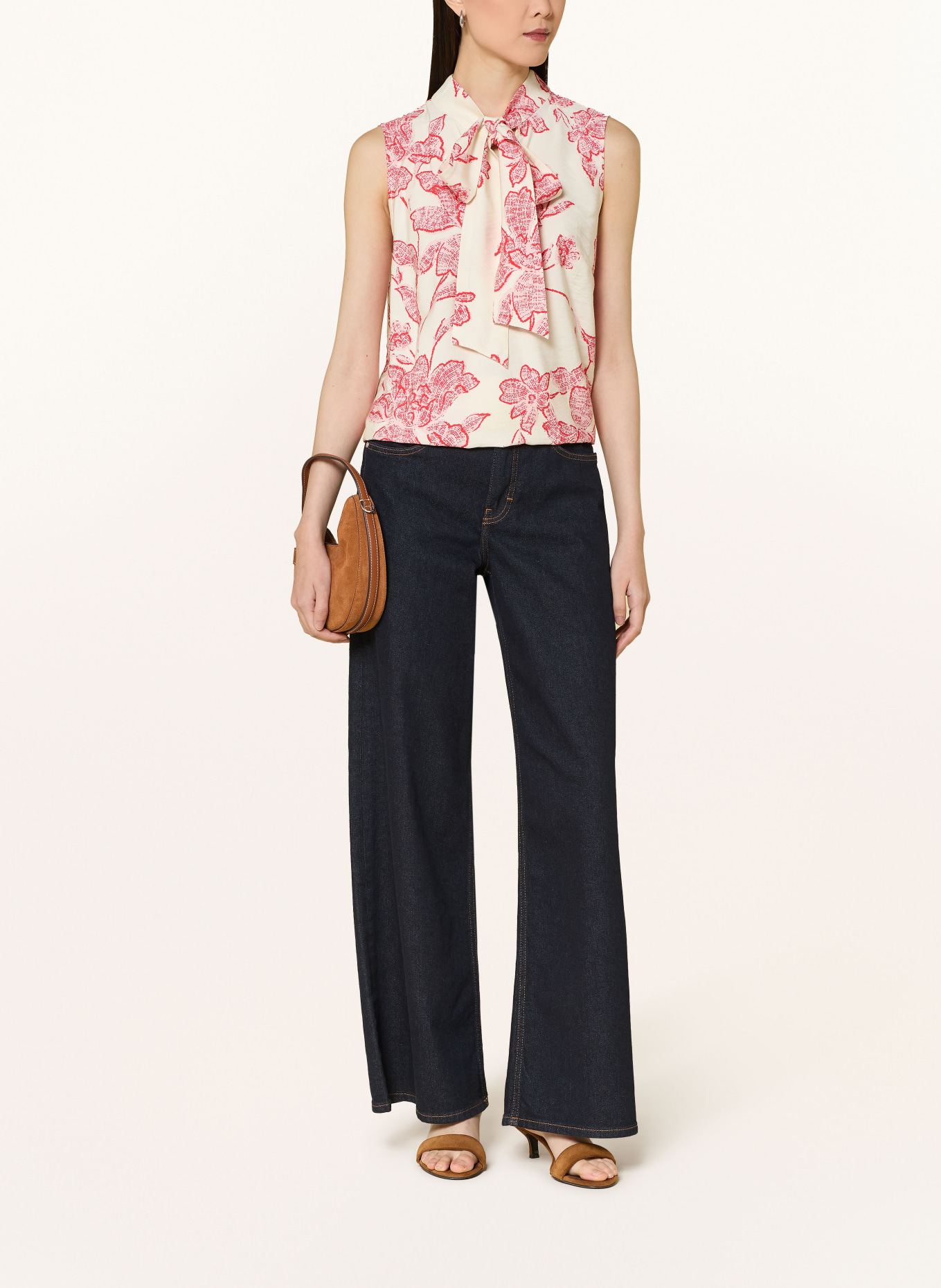 Phase Eight Blouse JUNIE met strik: CRÈME / ROZE / ROOD