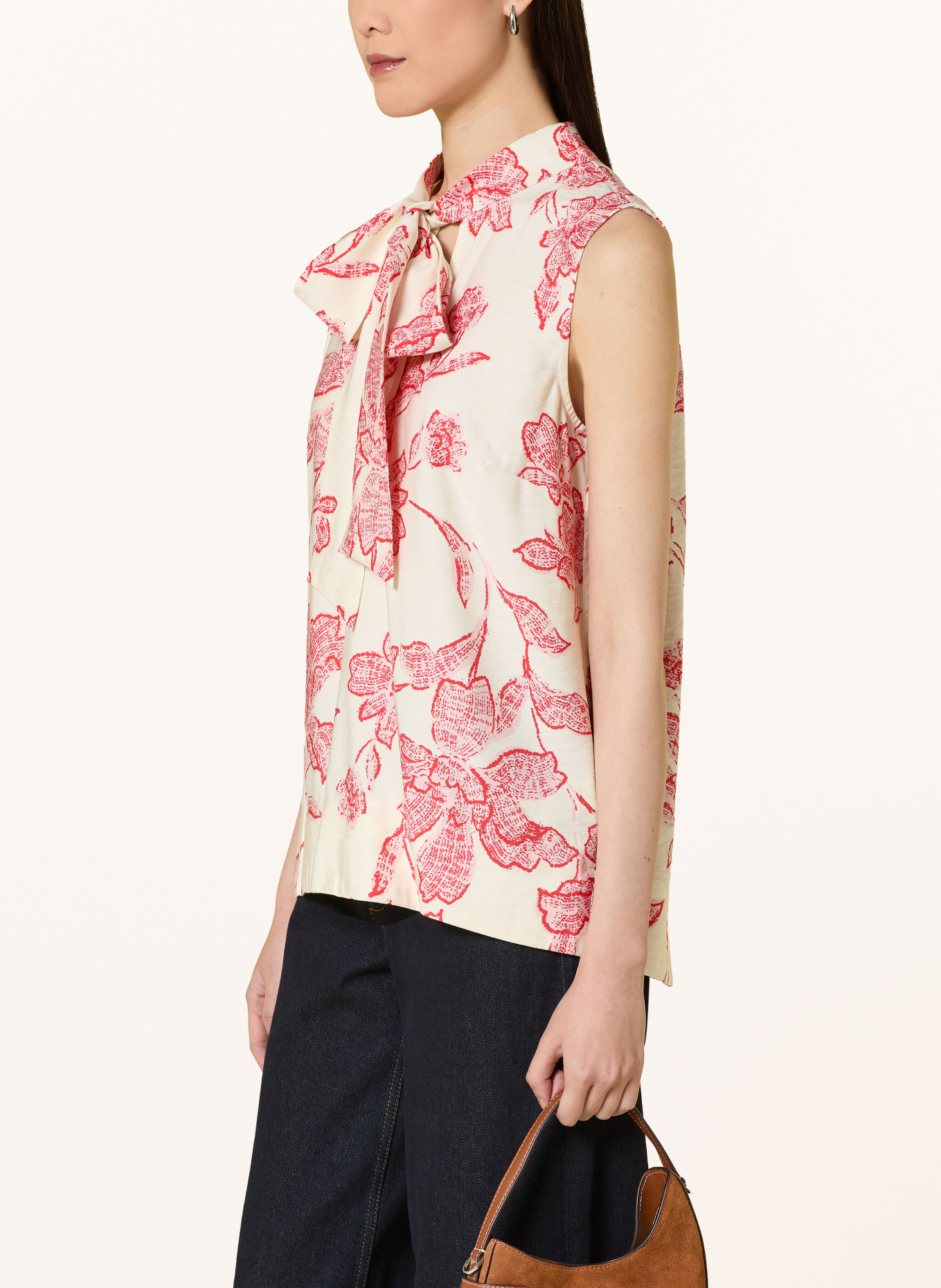 Phase Eight Blouse JUNIE met strik: CRÈME / ROZE / ROOD