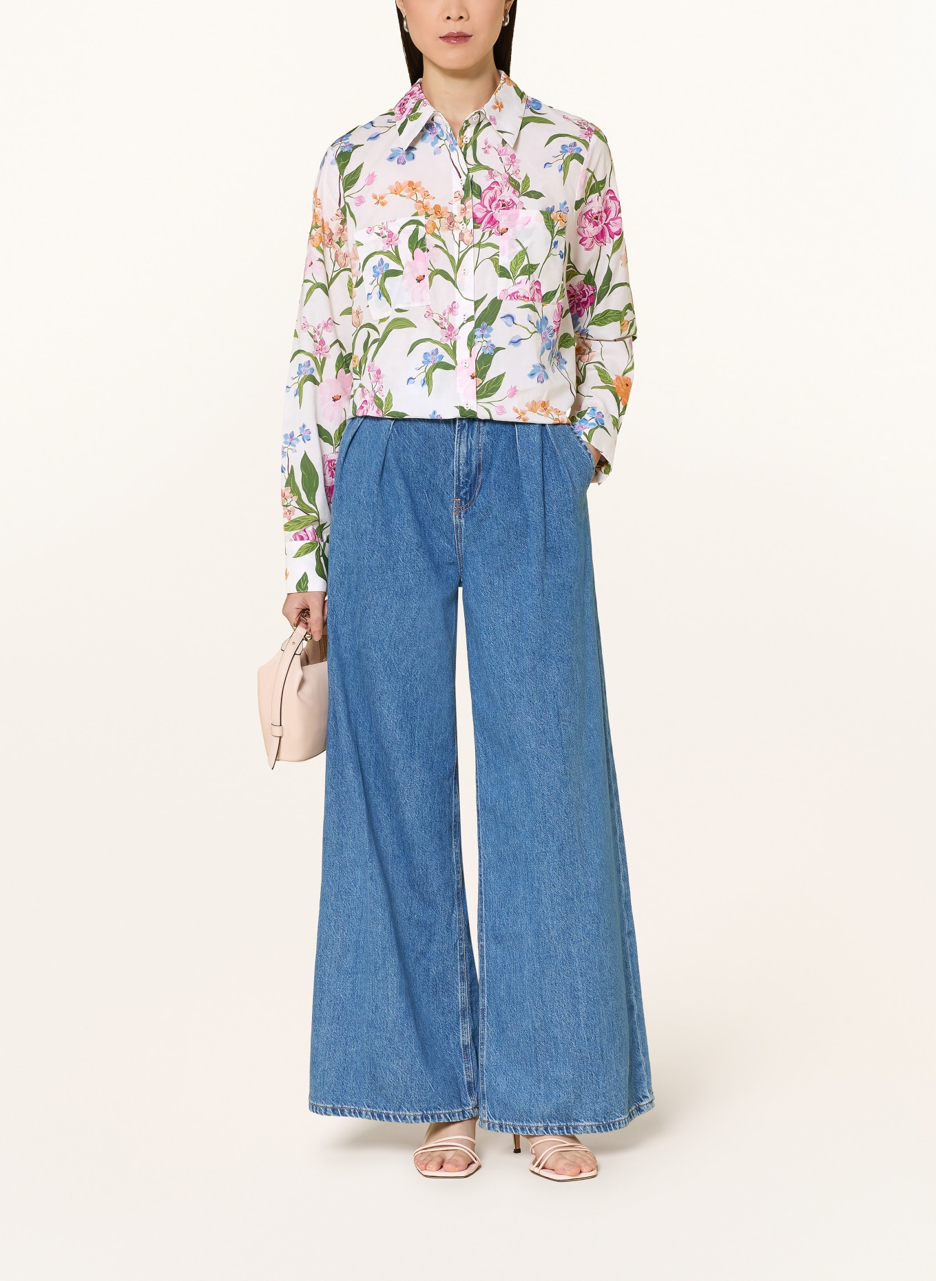 Phase Eight MADDELENA Shirt Blouse: WHITE / PINK / GREEN