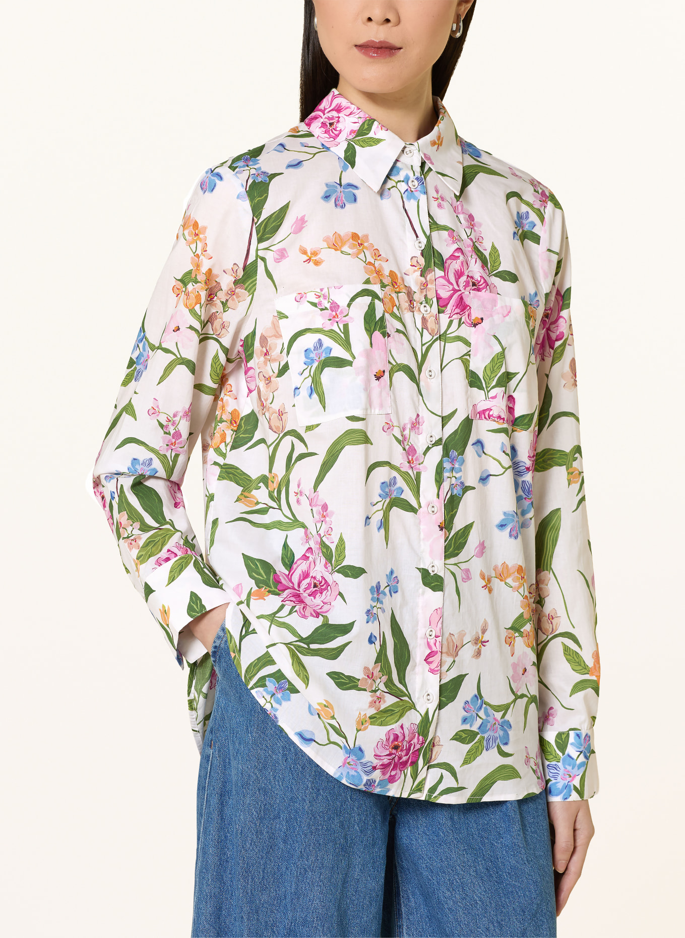 Phase Eight MADDELENA Shirt Blouse: WHITE / PINK / GREEN