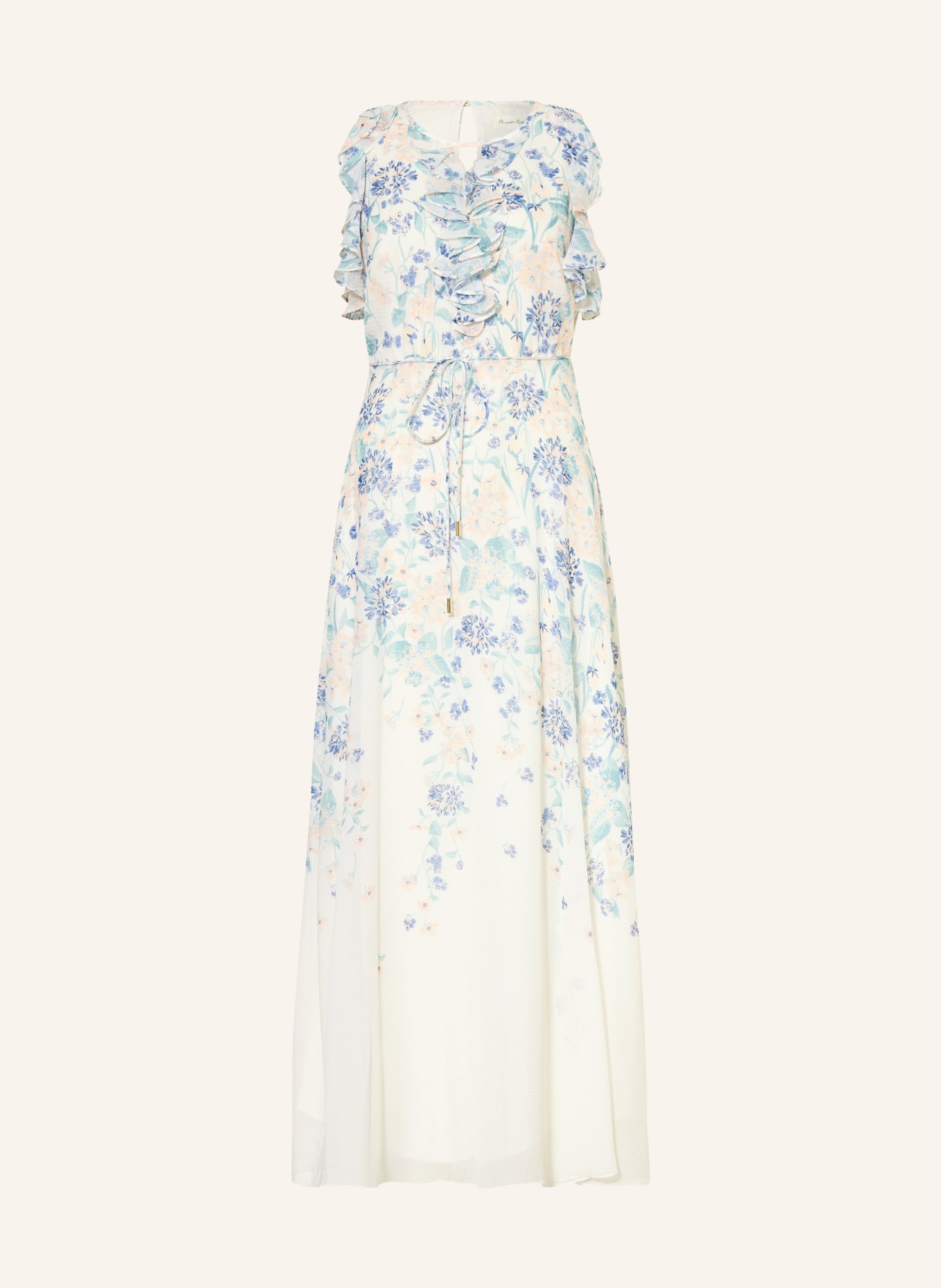 Phase Eight RACHEL dress with flounces and ruffles: DARK BLUE / ECRU / MINT