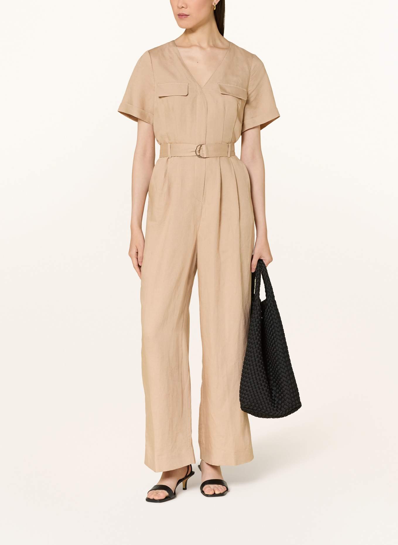 Phase Eight DANIELA Jumpsuit with Linen: CAMEL