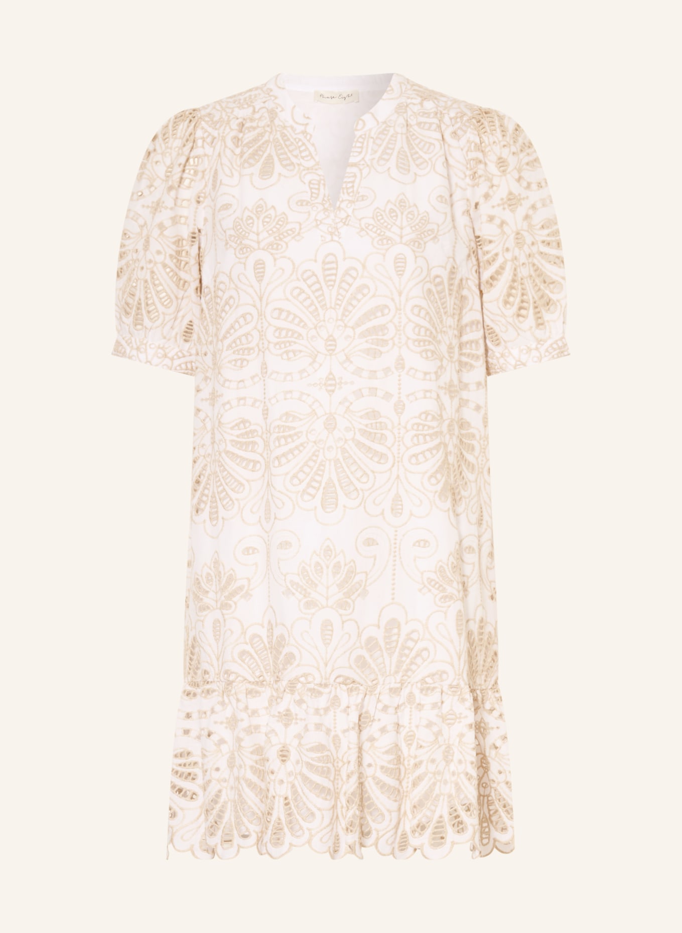 Phase Eight LILIANA dress made of eyelet lace with ruffles: BEIGE / WHITE