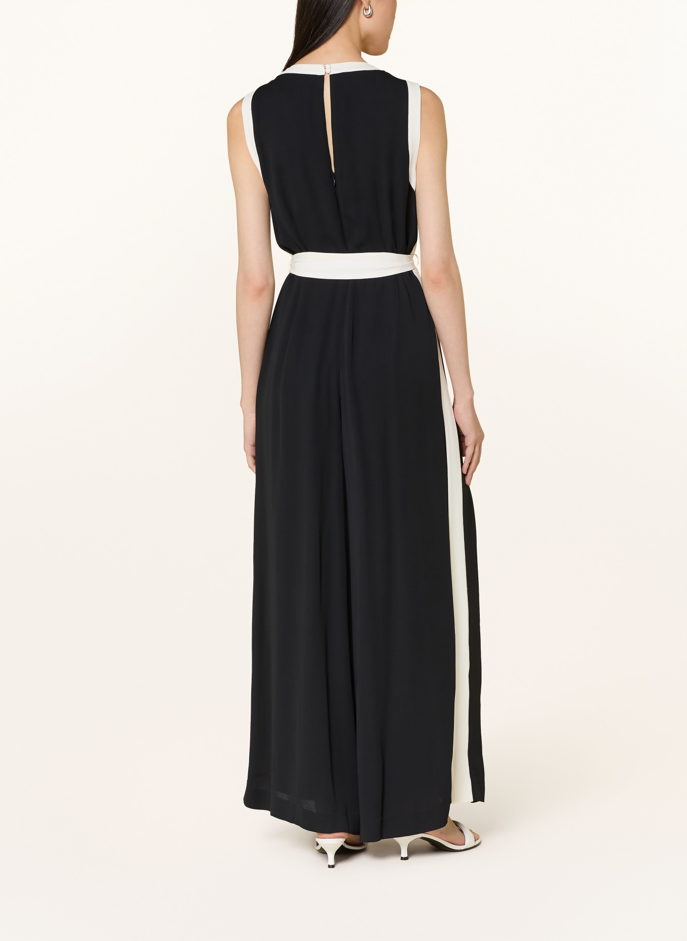 Phase Eight ELOWEN jumpsuit with braided trim: BLACK / WHITE