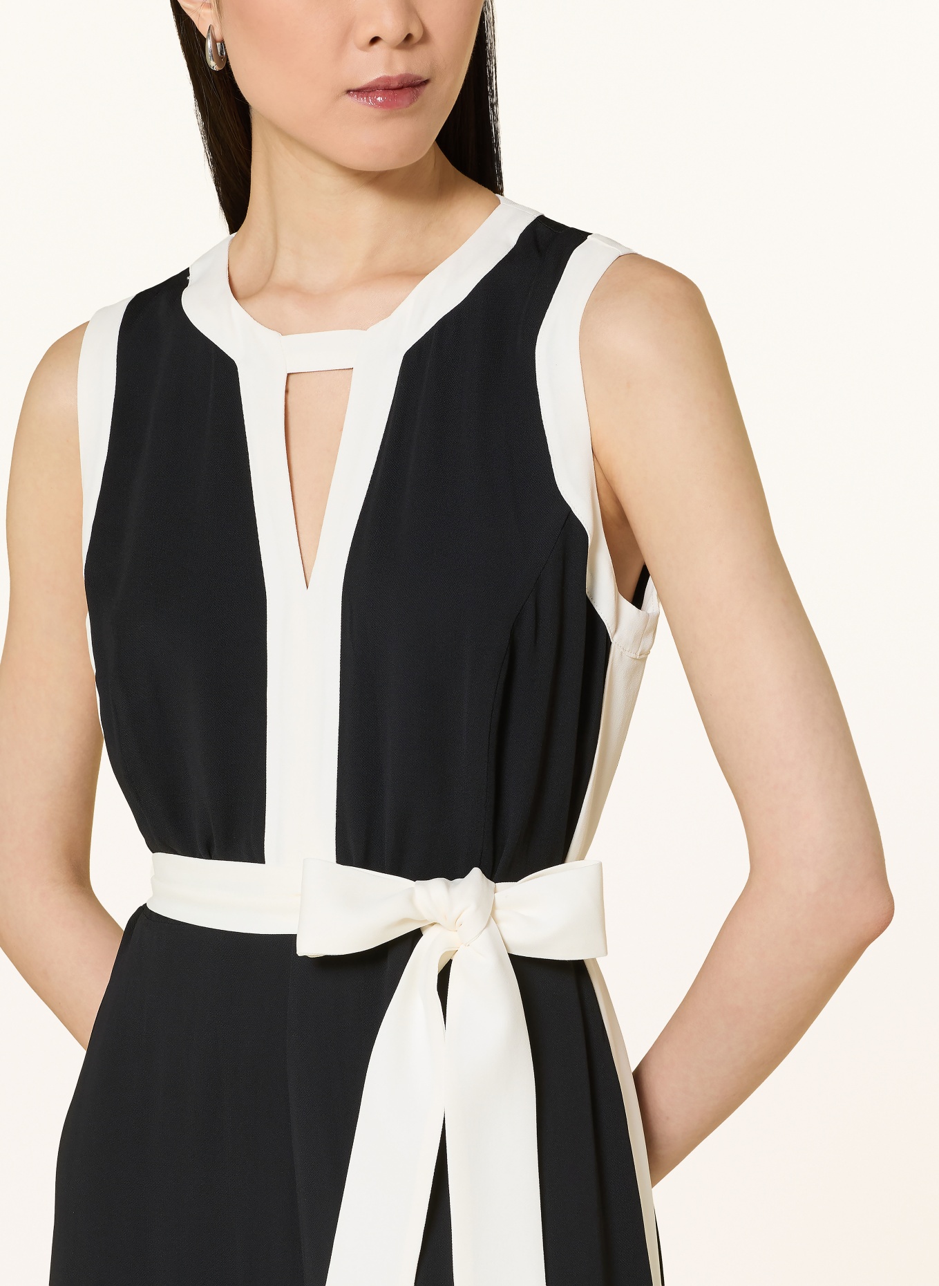 Phase Eight ELOWEN jumpsuit with braided trim: BLACK / WHITE
