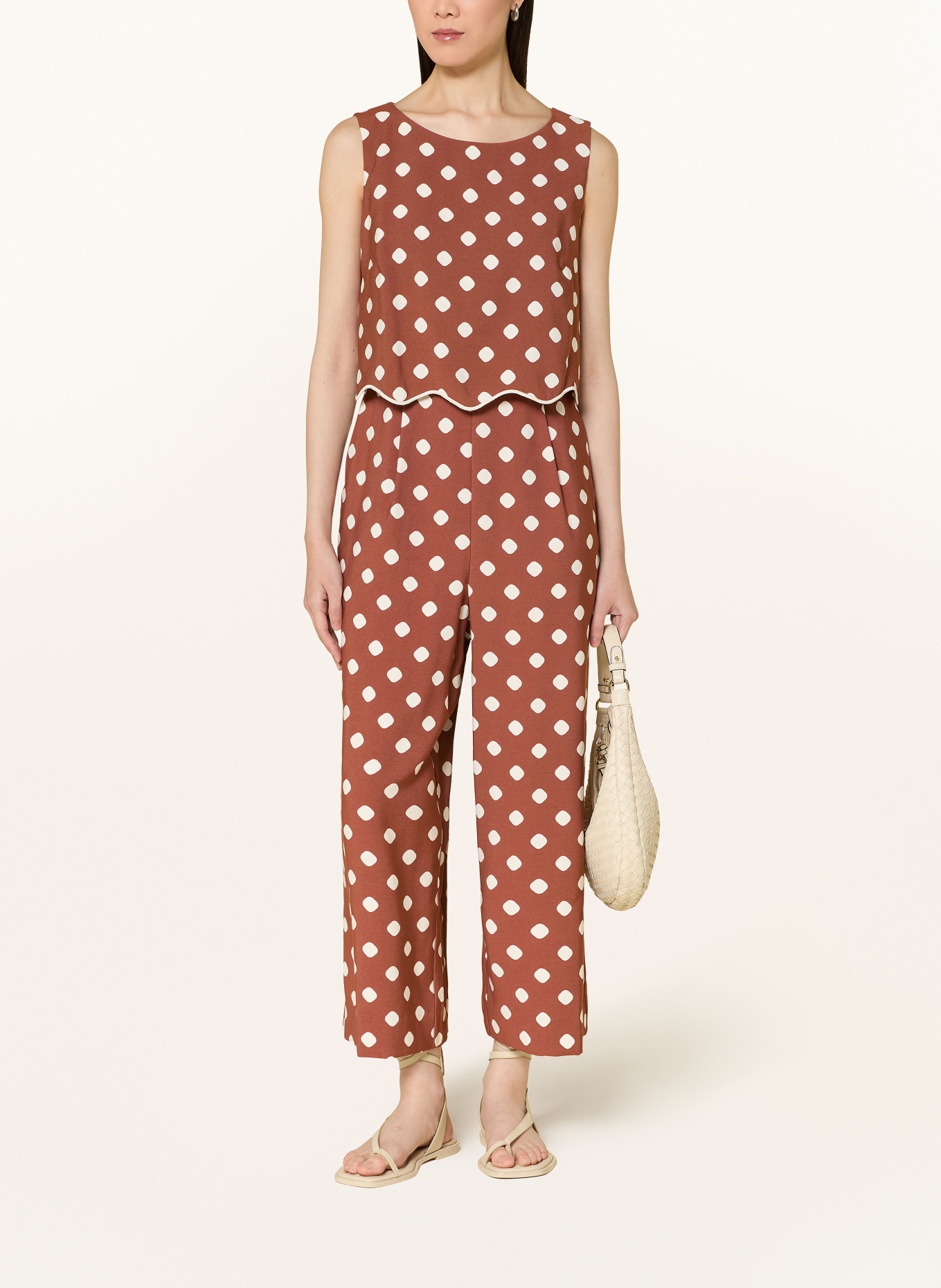 Phase Eight ALIA TAN Jumpsuit: BROWN / WHITE