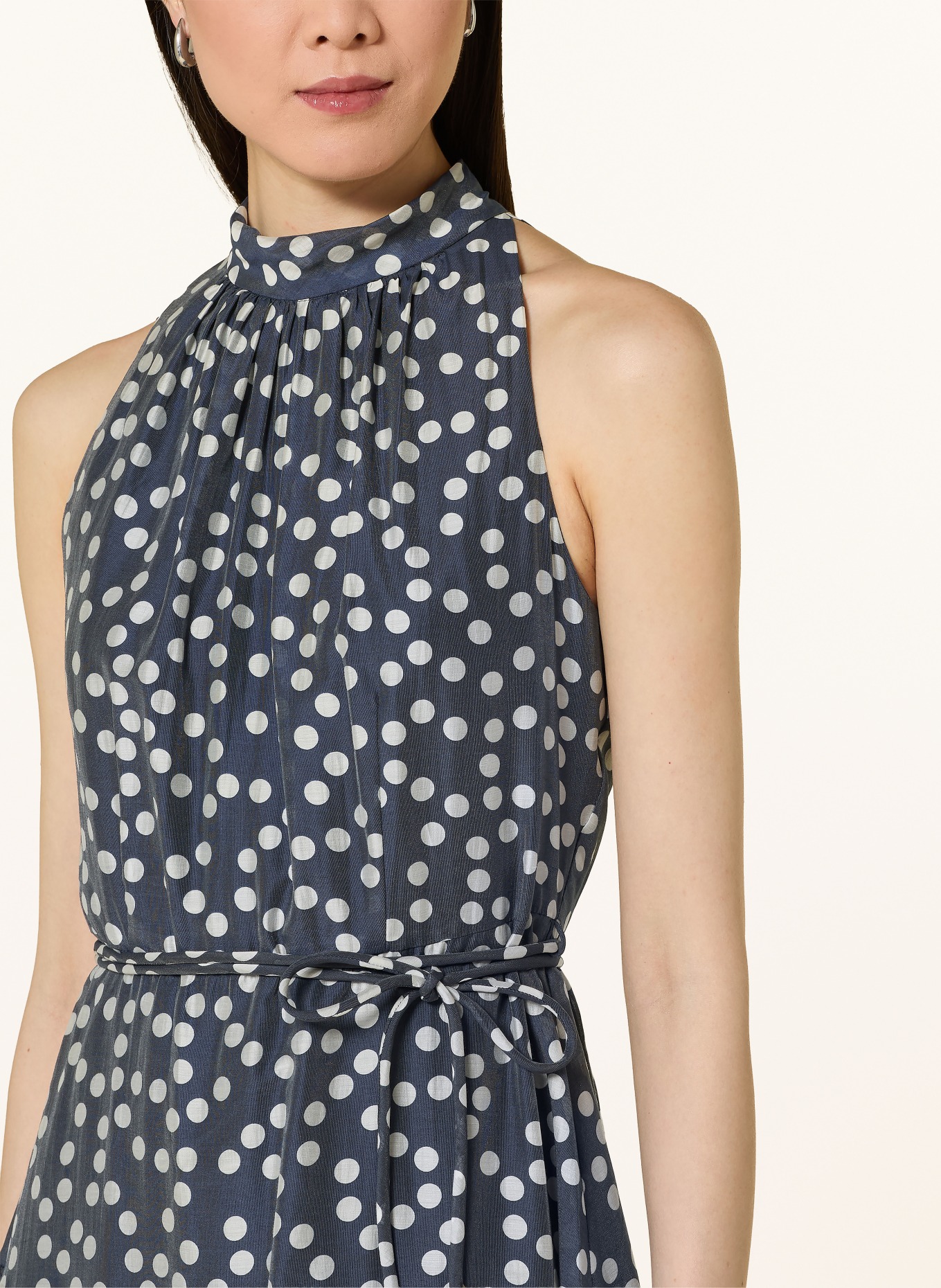 Phase Eight NITA Dress with Ruffles: DARK BLUE / WHITE