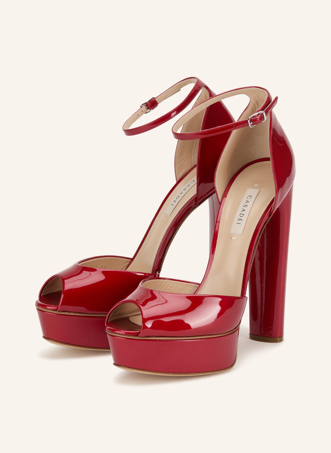 CASADEI SAMURAI Platform Sandals: DARK RED