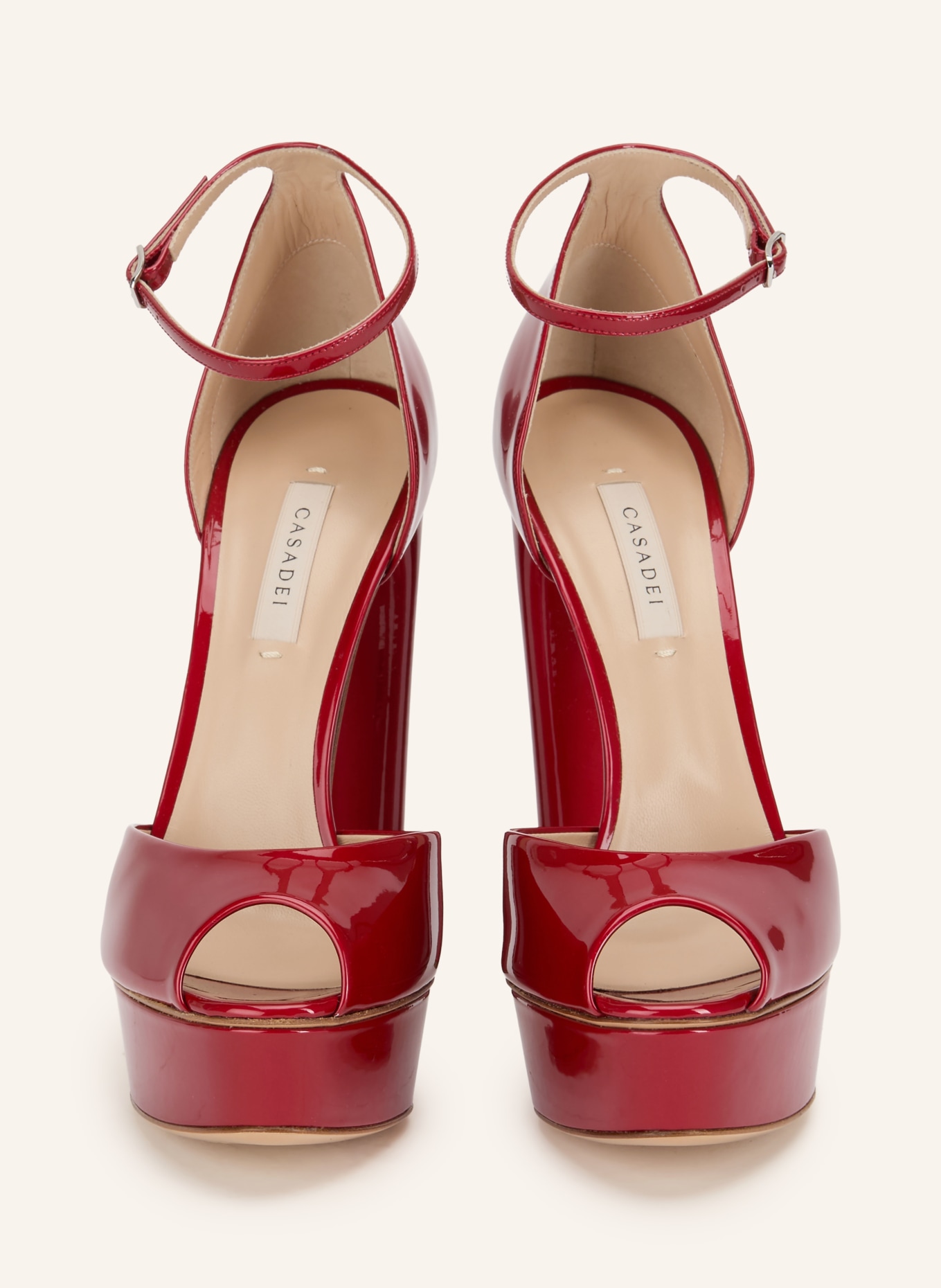 CASADEI SAMURAI Platform Sandals: DARK RED