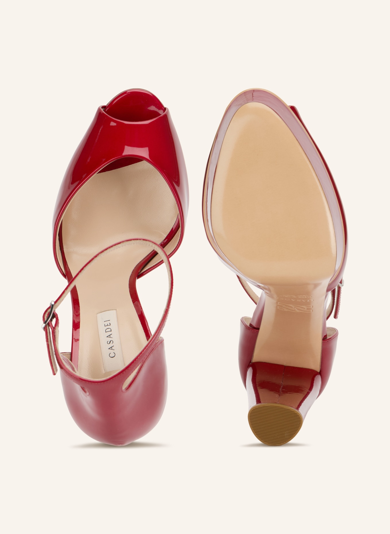 CASADEI SAMURAI Platform Sandals: DARK RED