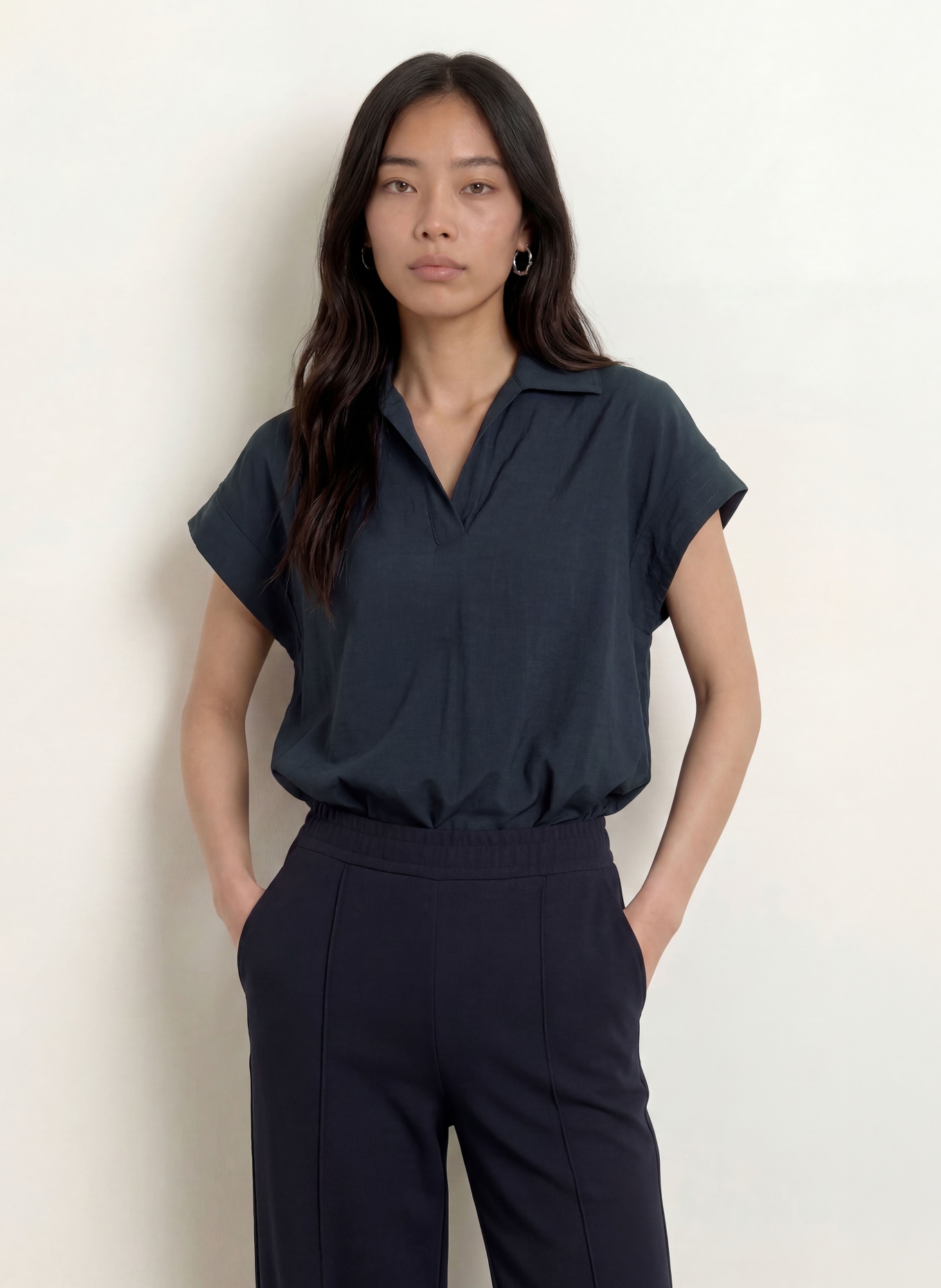 OPUS Blusenshirt SINULA: DUNKELBLAU