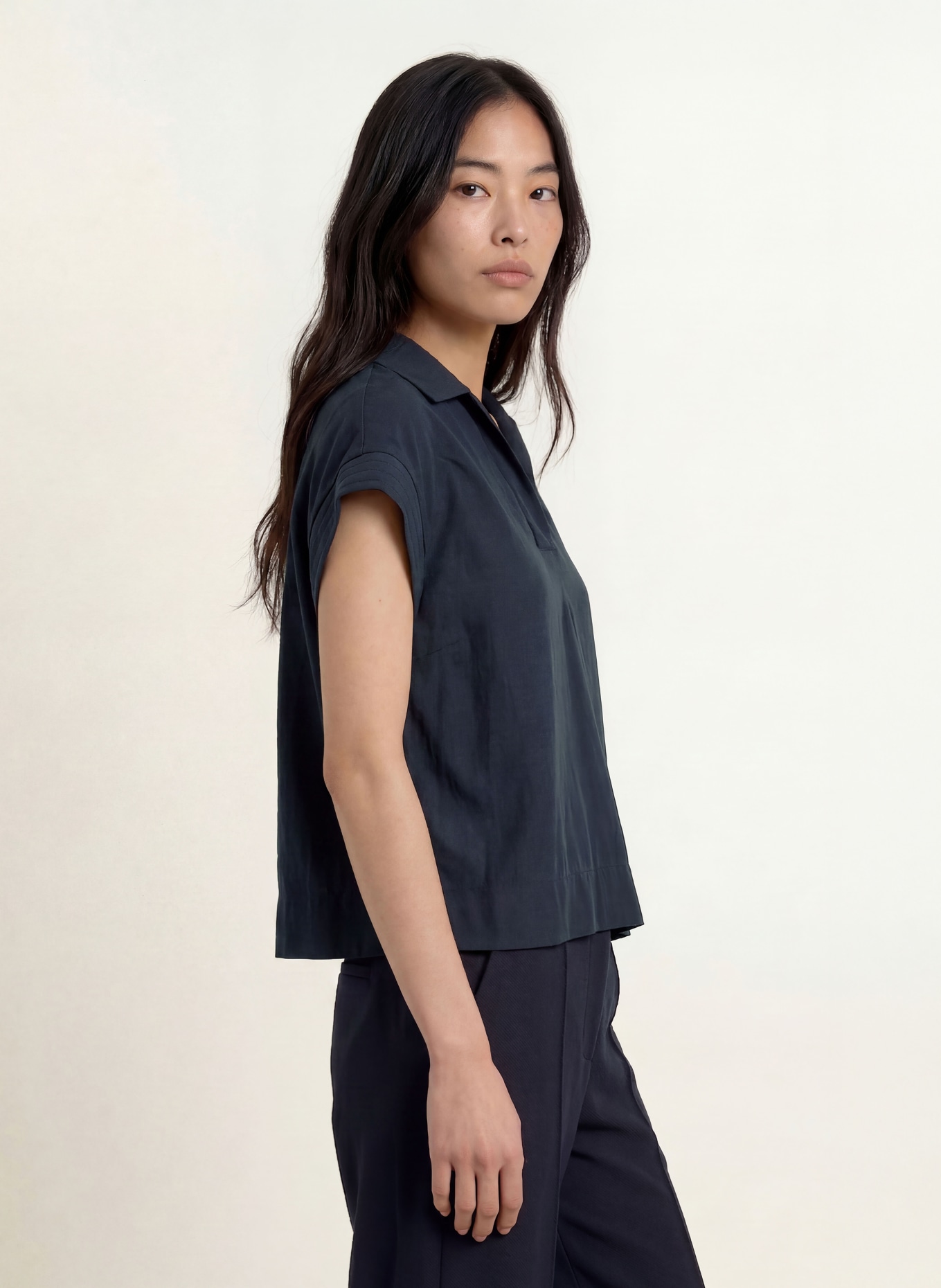 OPUS Blusenshirt SINULA: DUNKELBLAU