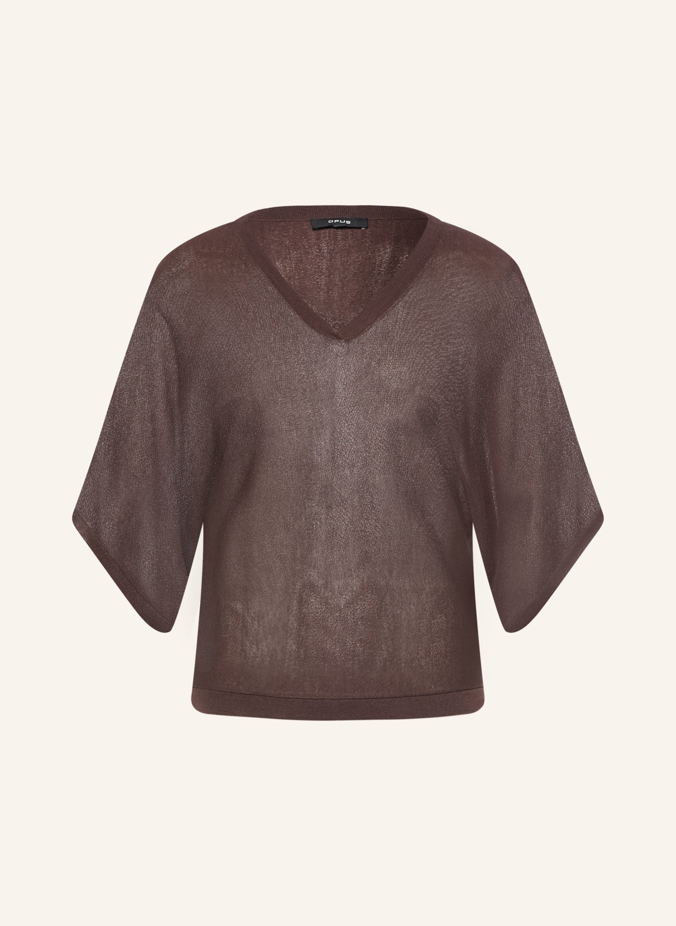 OPUS T-shirt en maille PENCH: MARRON FONCÉ