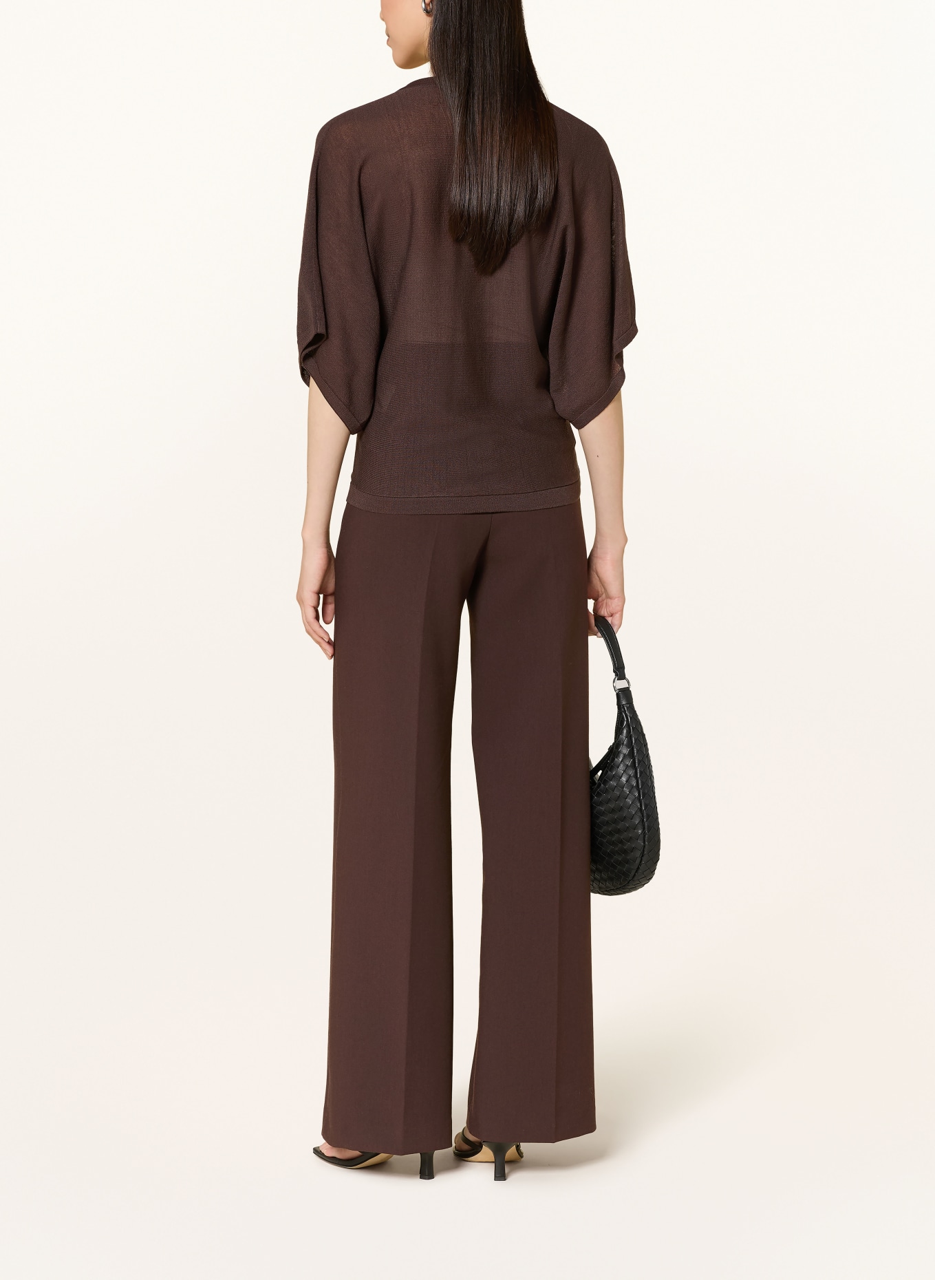 OPUS T-shirt en maille PENCH: MARRON FONCÉ