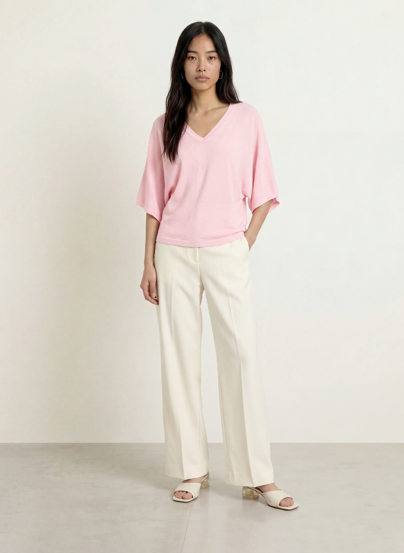OPUS T-shirt en maille PENCH: ROSE