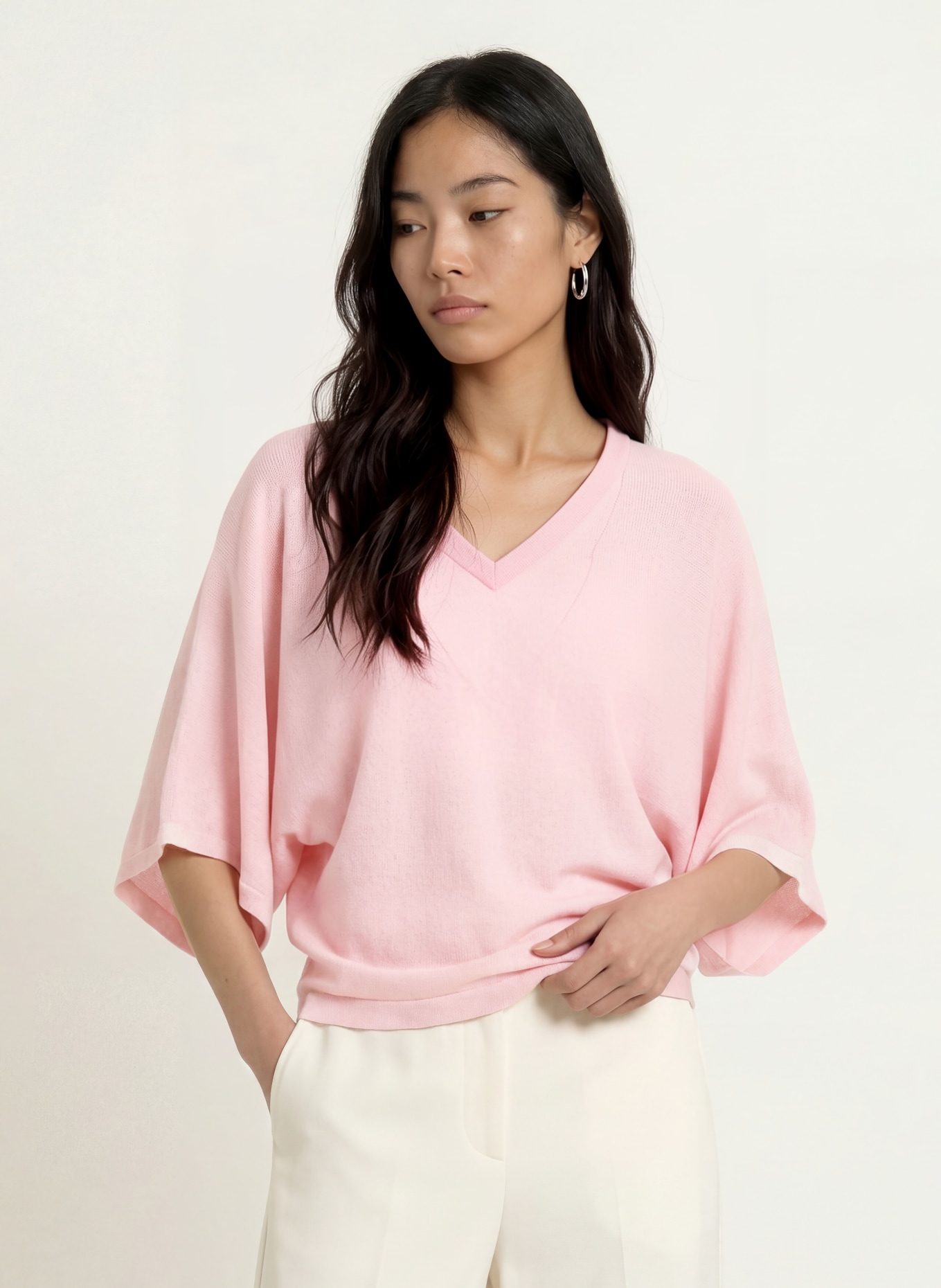 OPUS T-shirt en maille PENCH: ROSE