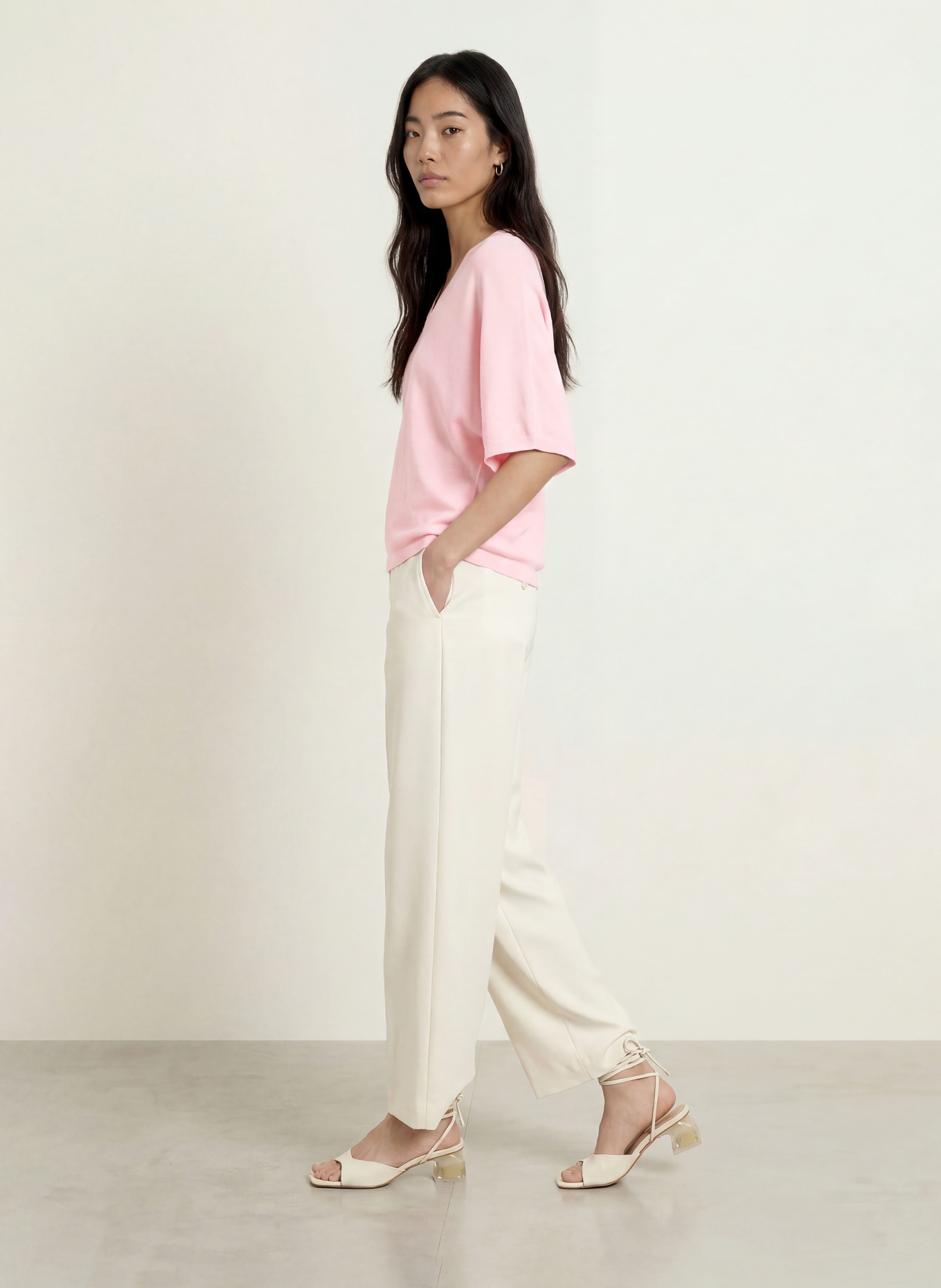 OPUS T-shirt en maille PENCH: ROSE