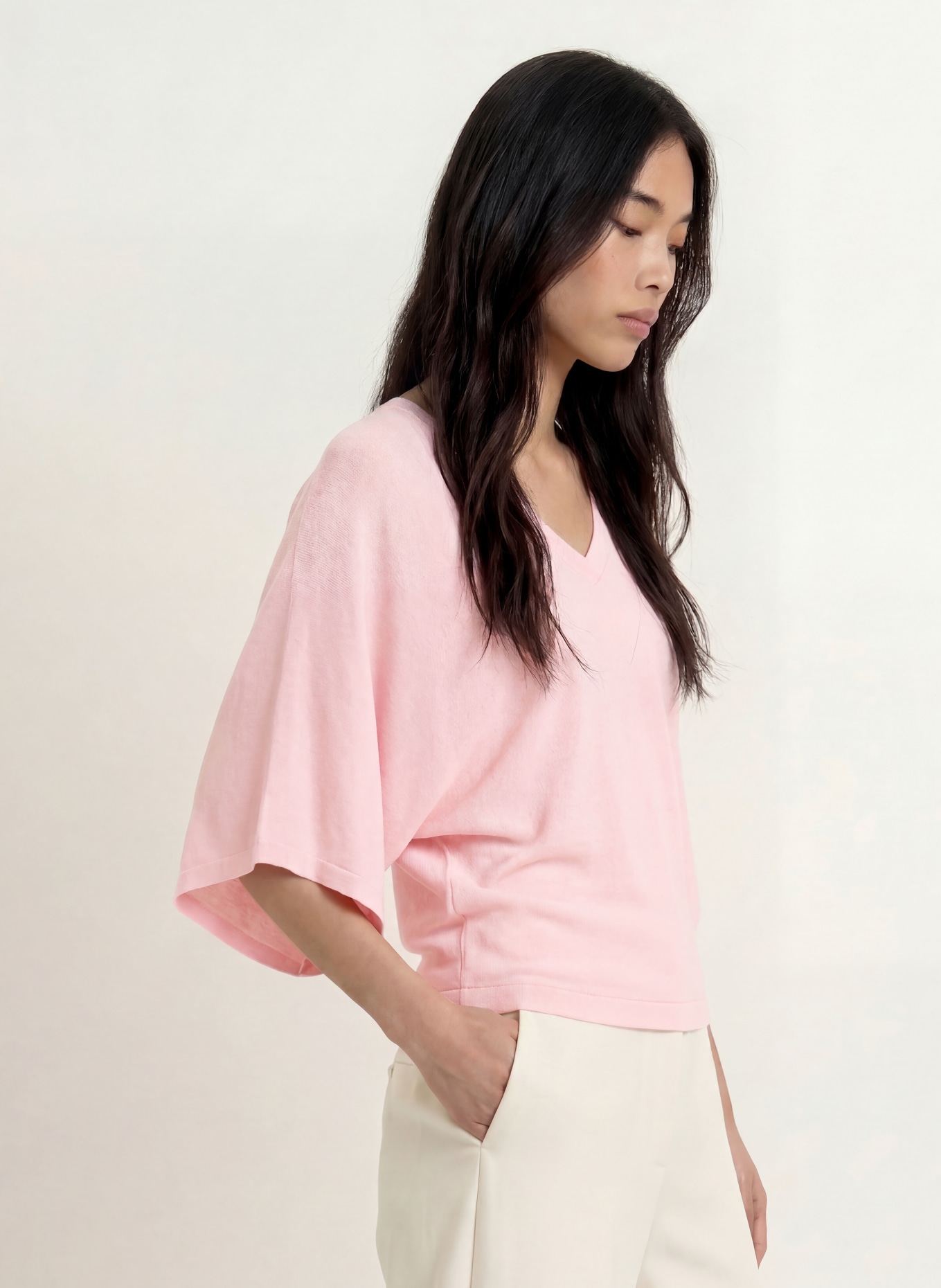 OPUS T-shirt en maille PENCH: ROSE