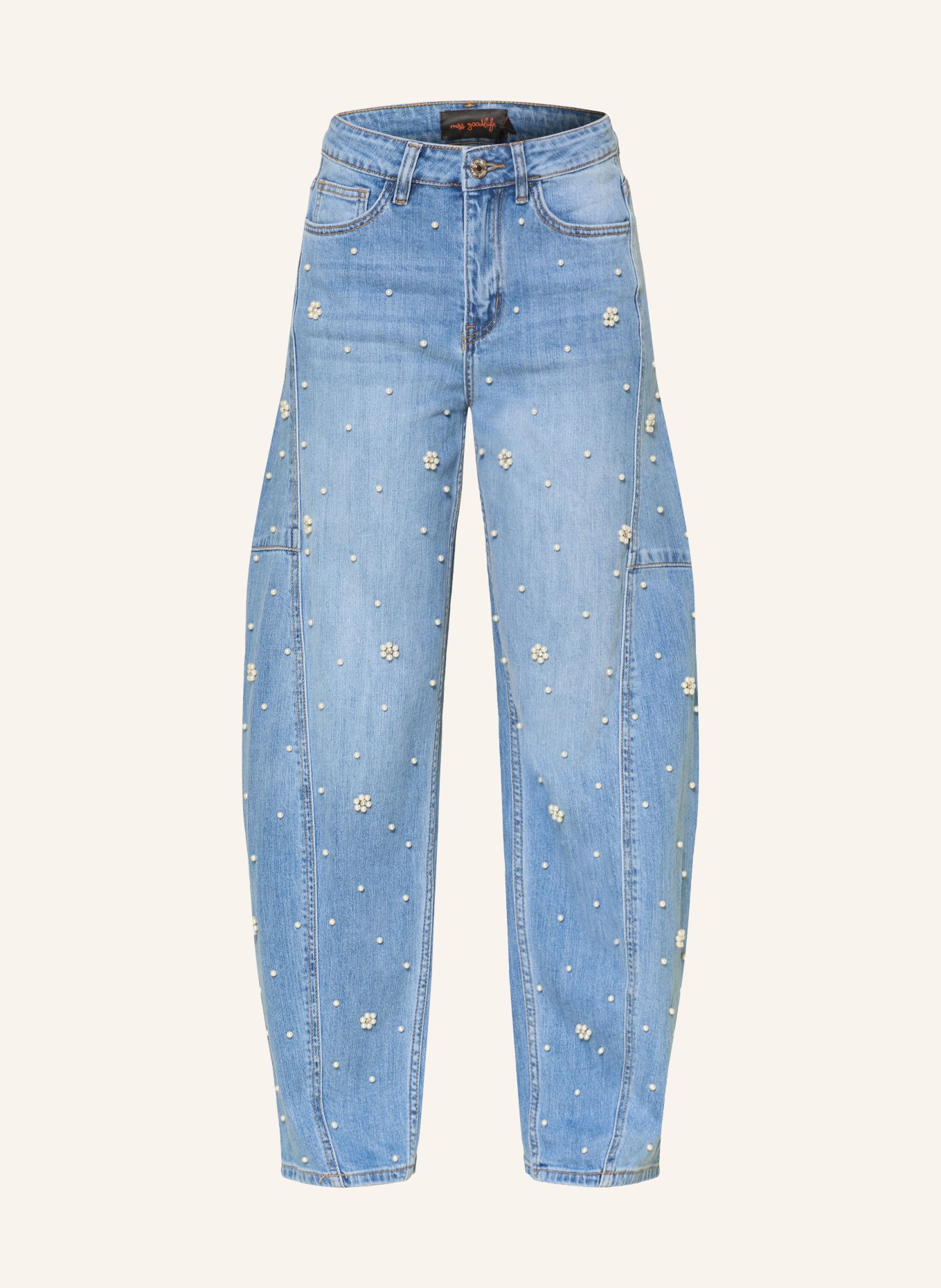 miss goodlife Barrel-jeans met sierparels en sierstenen: 24 BLUE
