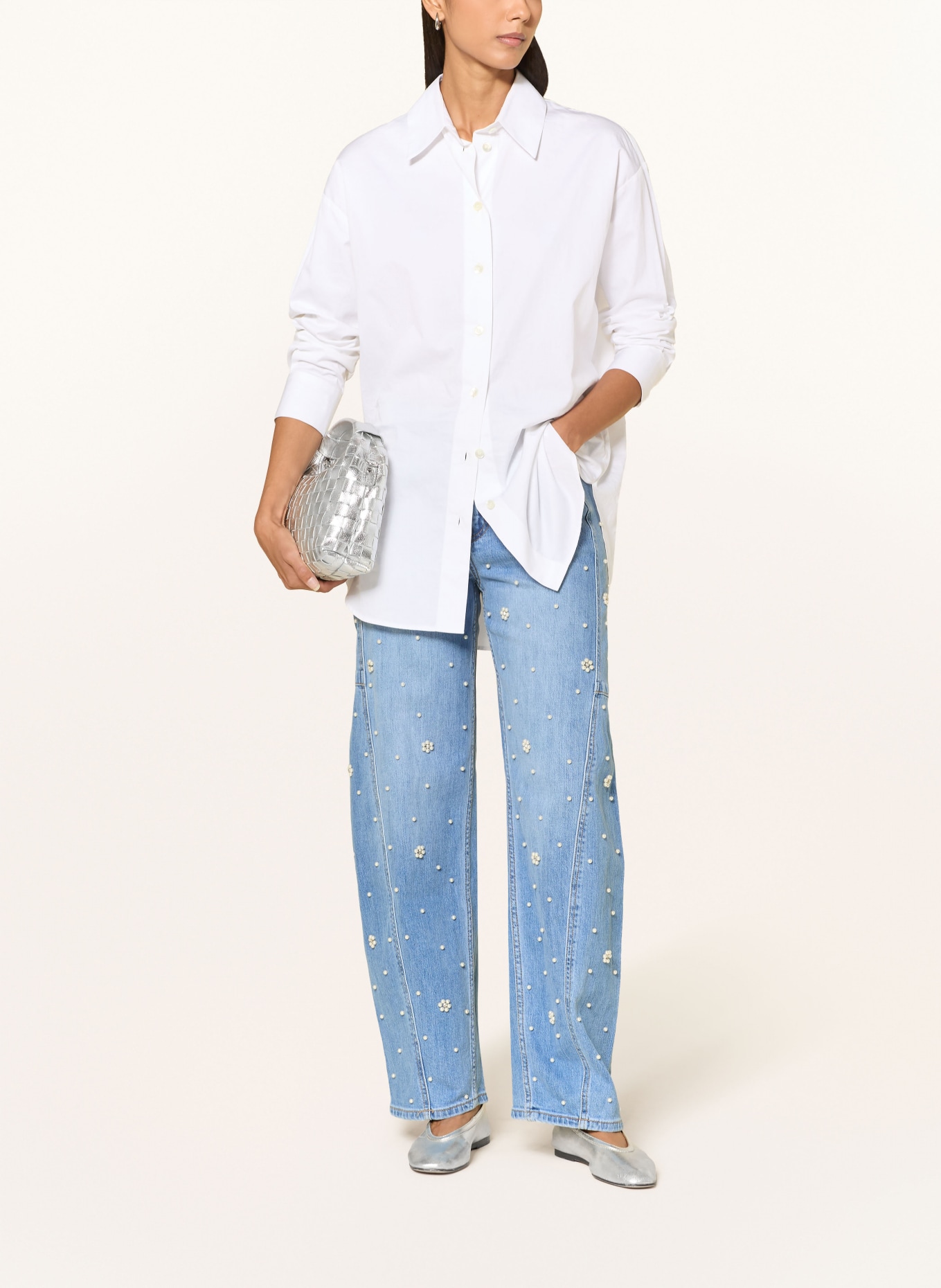 miss goodlife Barrel-jeans met sierparels en sierstenen: 24 BLUE