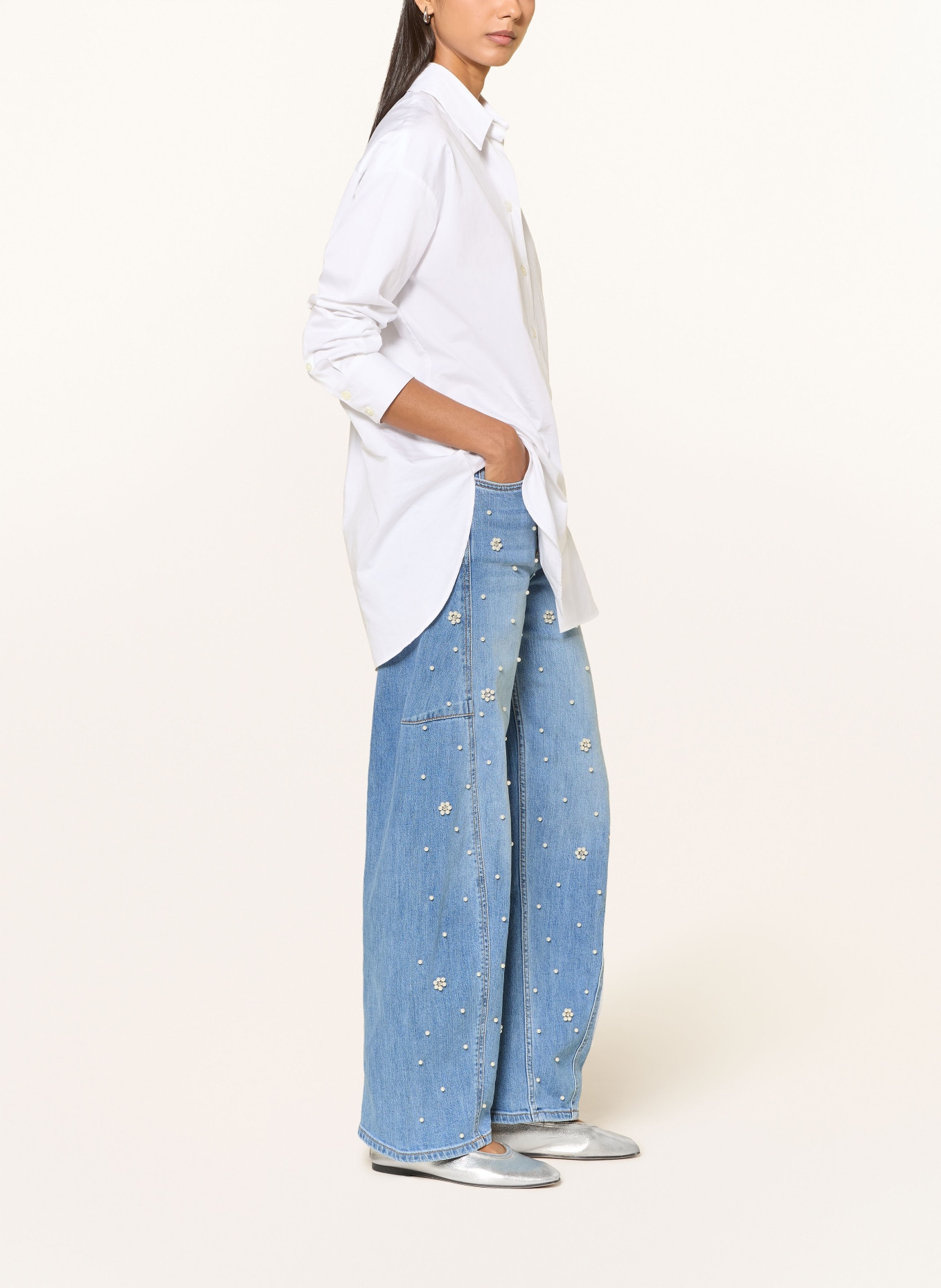 miss goodlife Barrel-jeans met sierparels en sierstenen: 24 BLUE