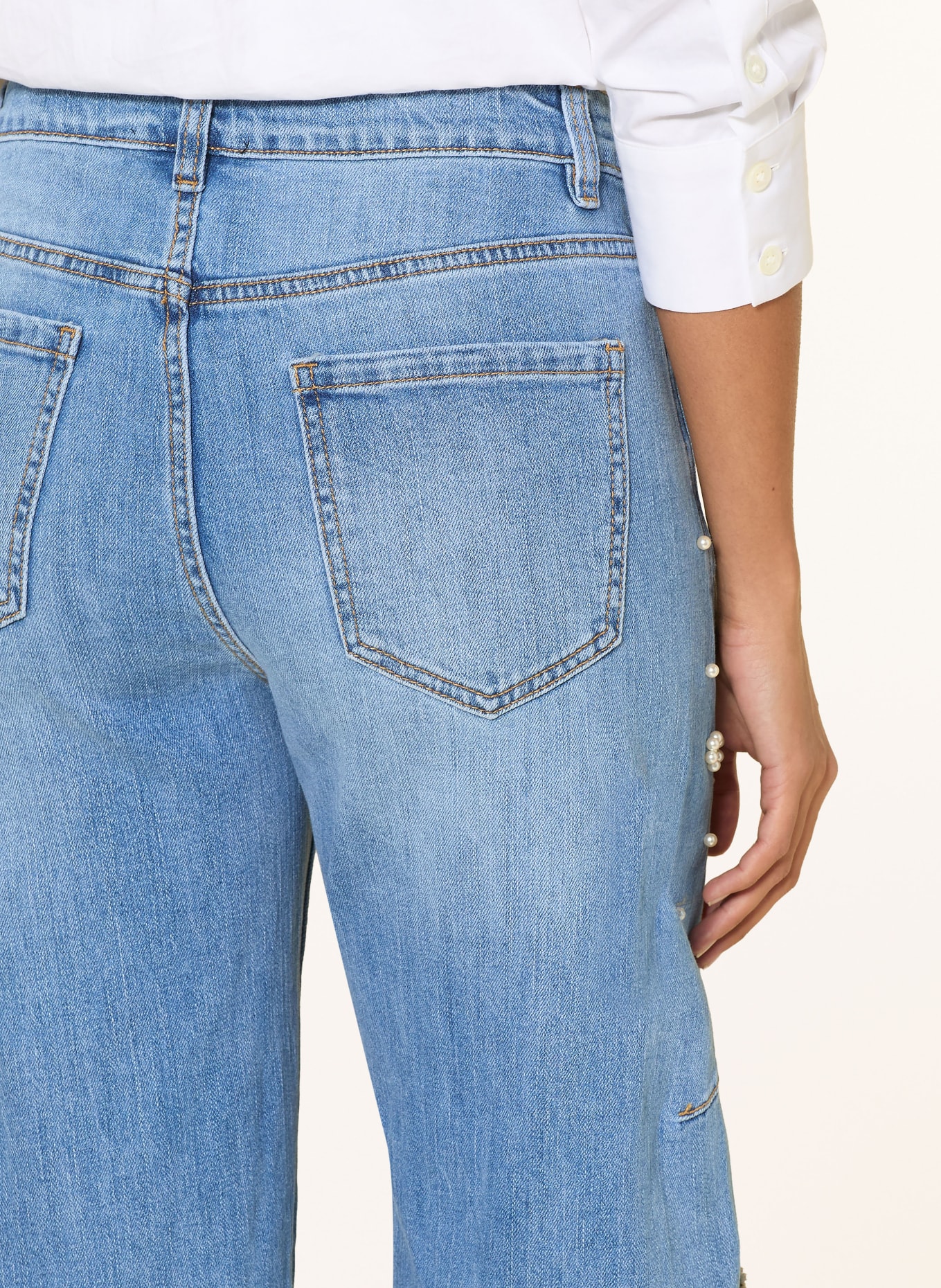 miss goodlife Barrel-jeans met sierparels en sierstenen: 24 BLUE