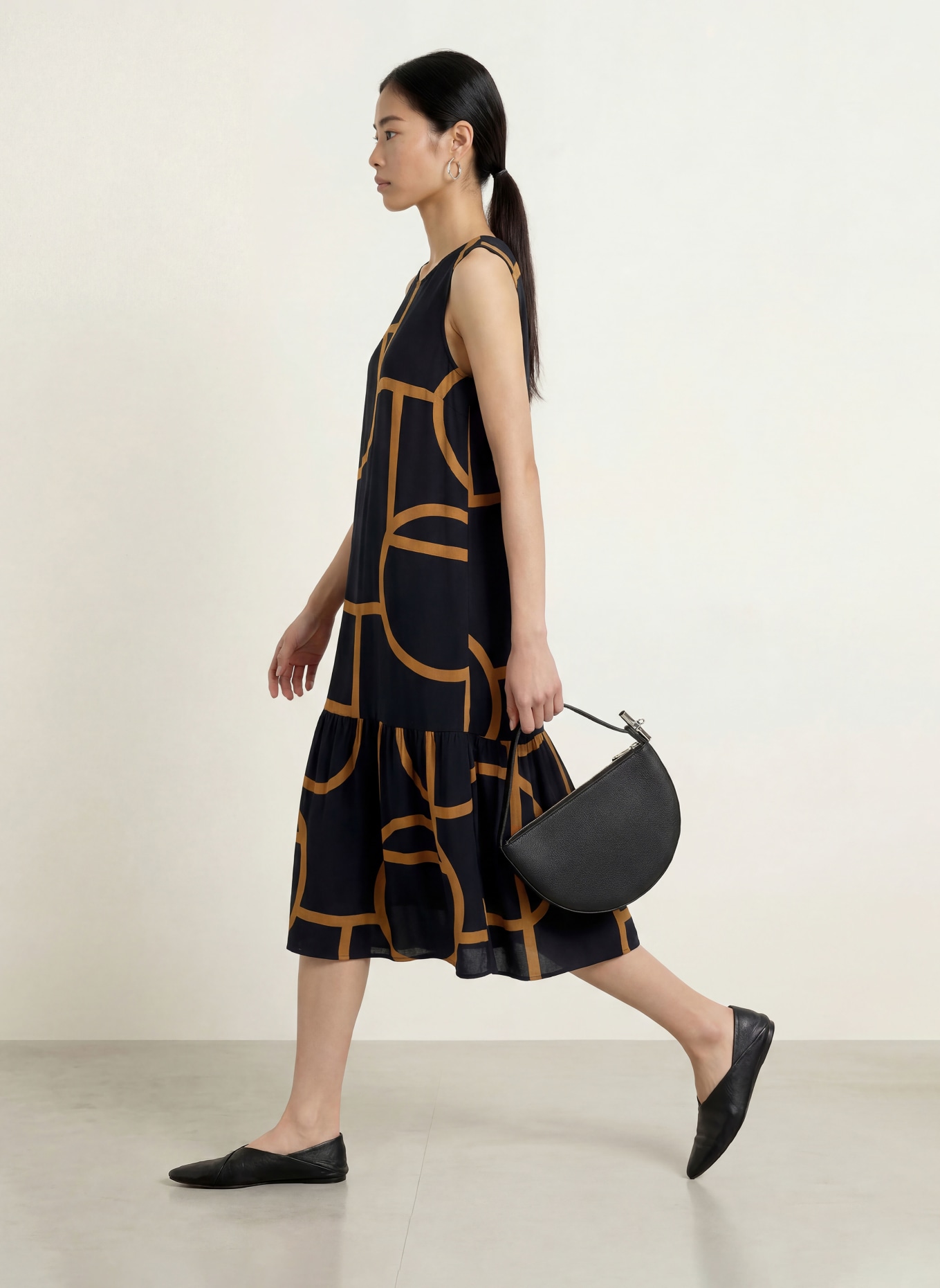OPUS WICY Dress: BLACK / BROWN