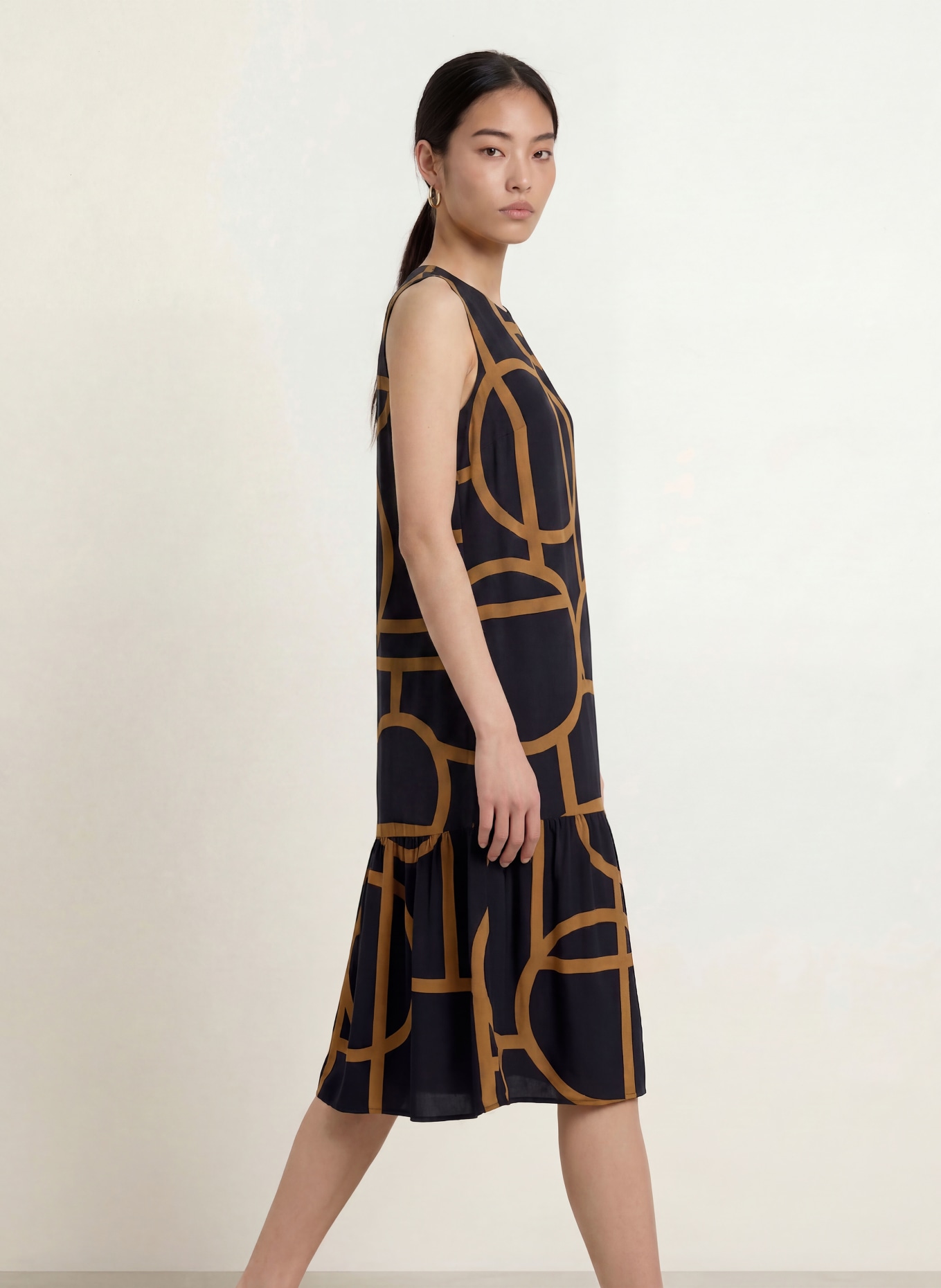 OPUS WICY Dress: BLACK / BROWN