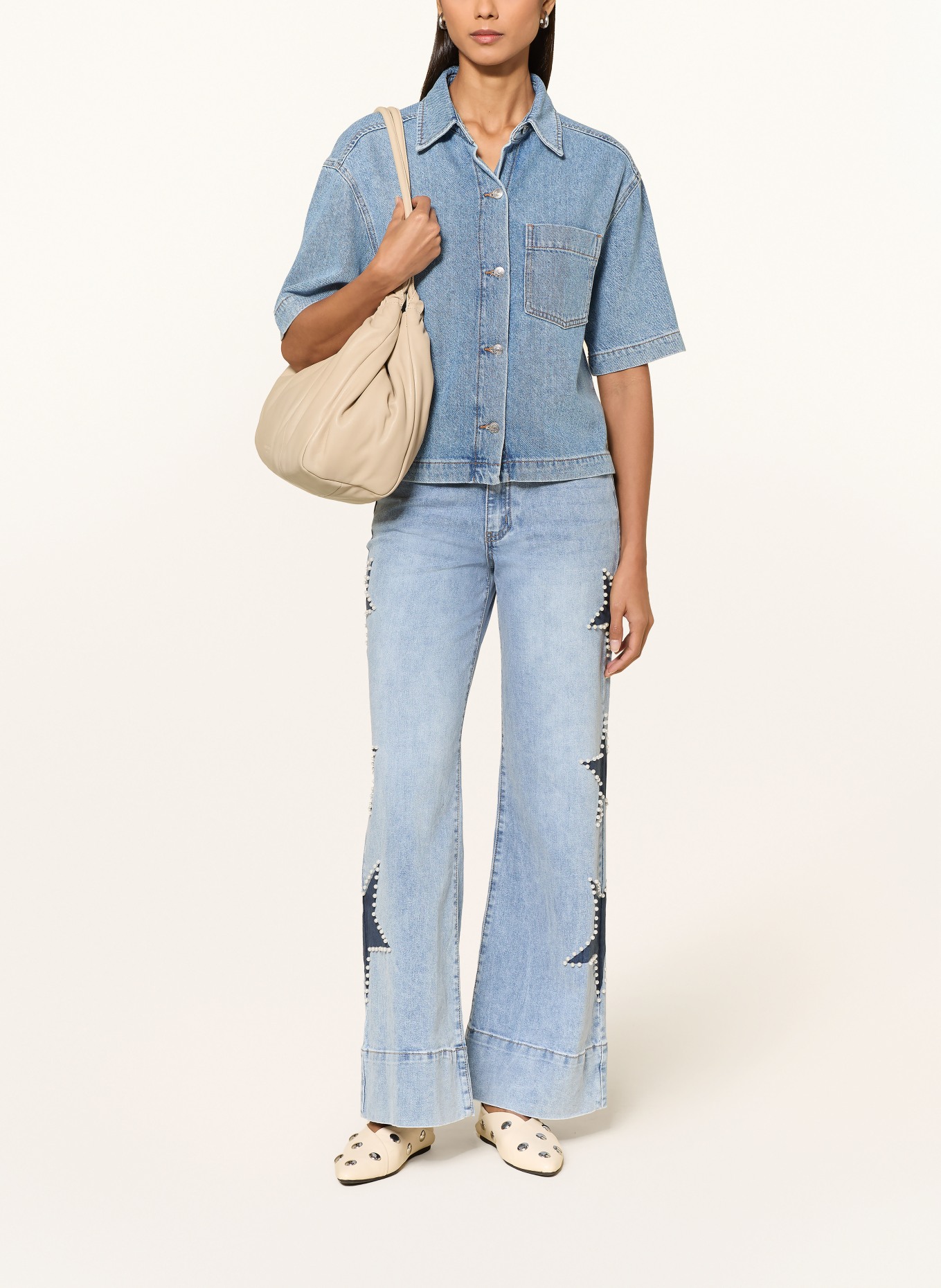 miss goodlife Flared jeans with decorative beads: 24 BLUE