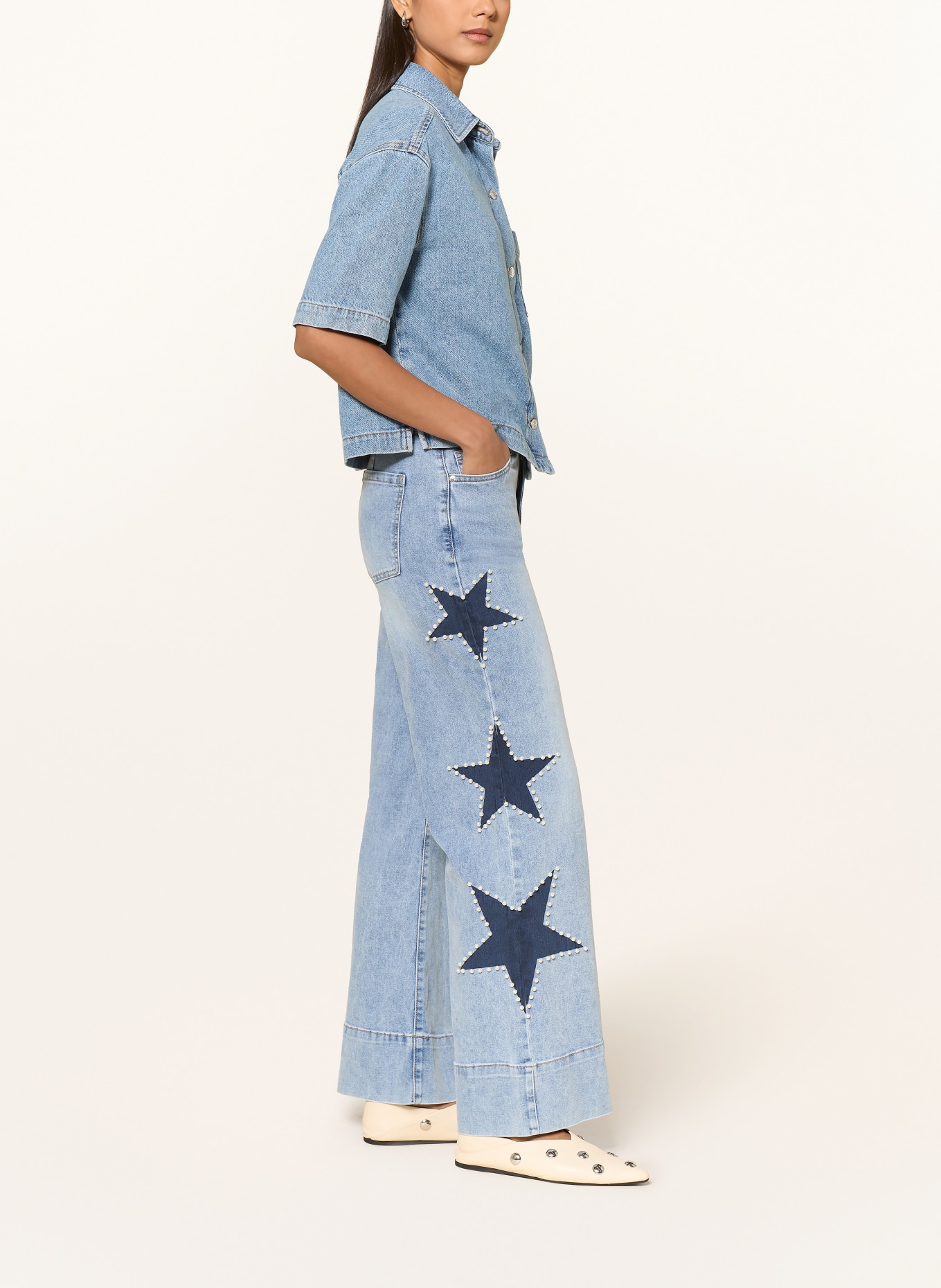 miss goodlife Flared jeans with decorative beads: 24 BLUE