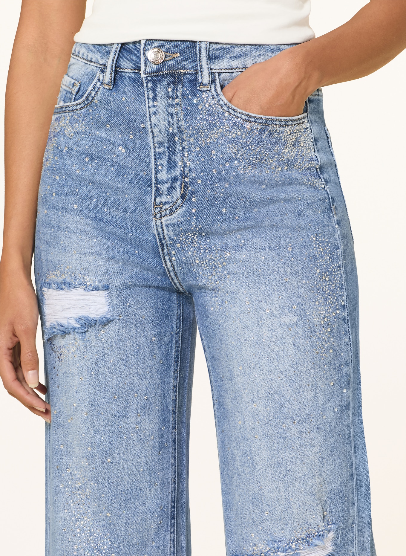 miss goodlife Flared jeans met strass-steentjes: 24 BLUE