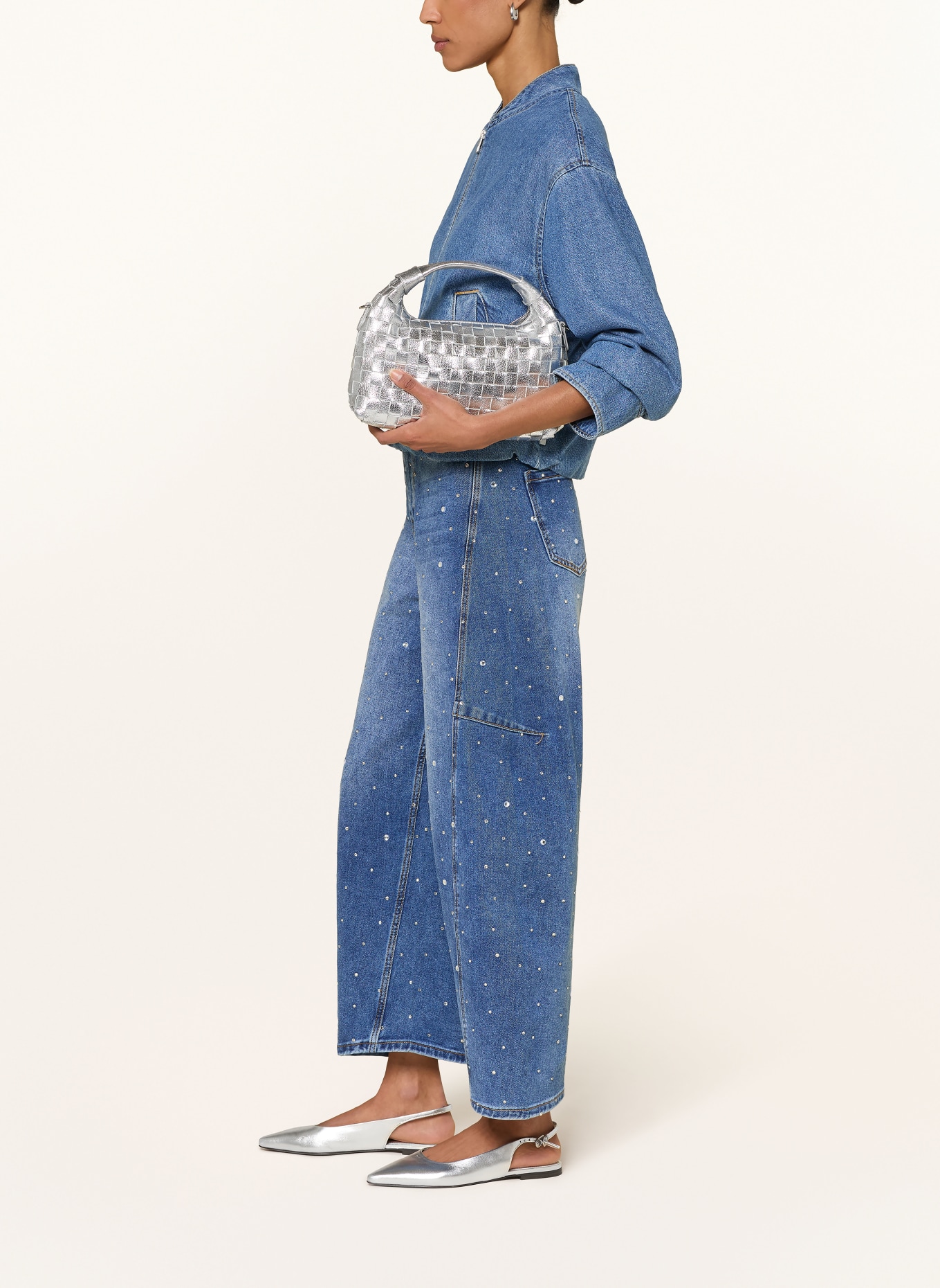 miss goodlife Barrel-jeans met sierstenen: 24 BLUE