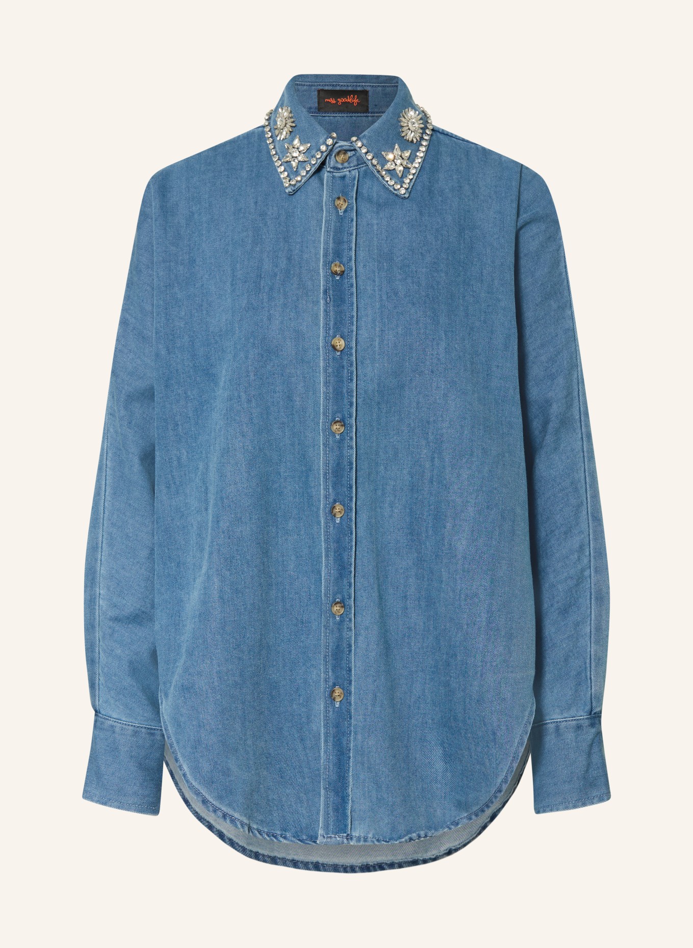 miss goodlife Denim blouse with rhinestones: BLUE
