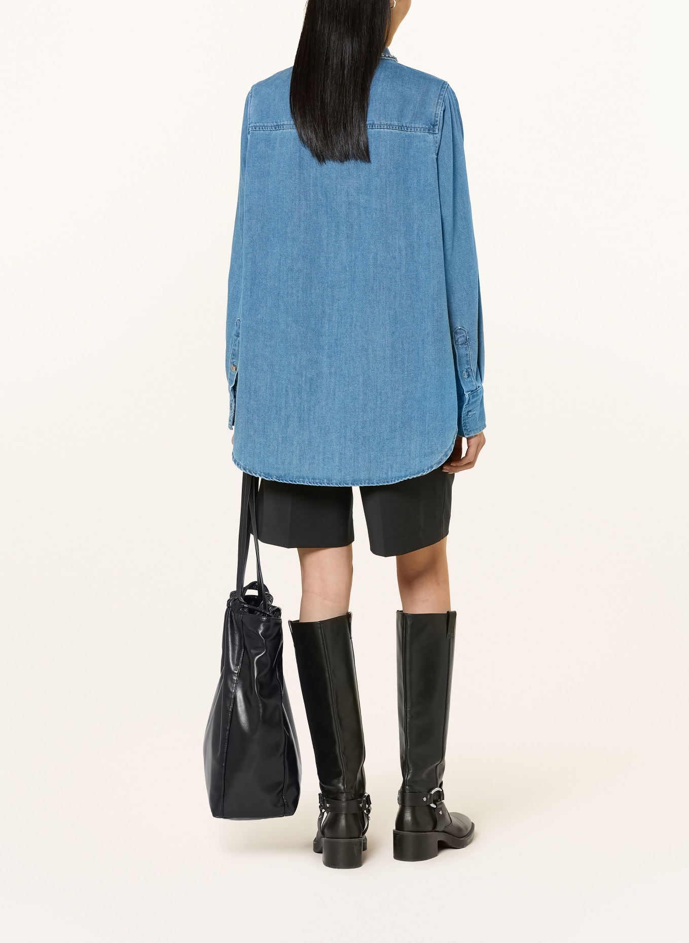 miss goodlife Denim blouse with rhinestones: BLUE