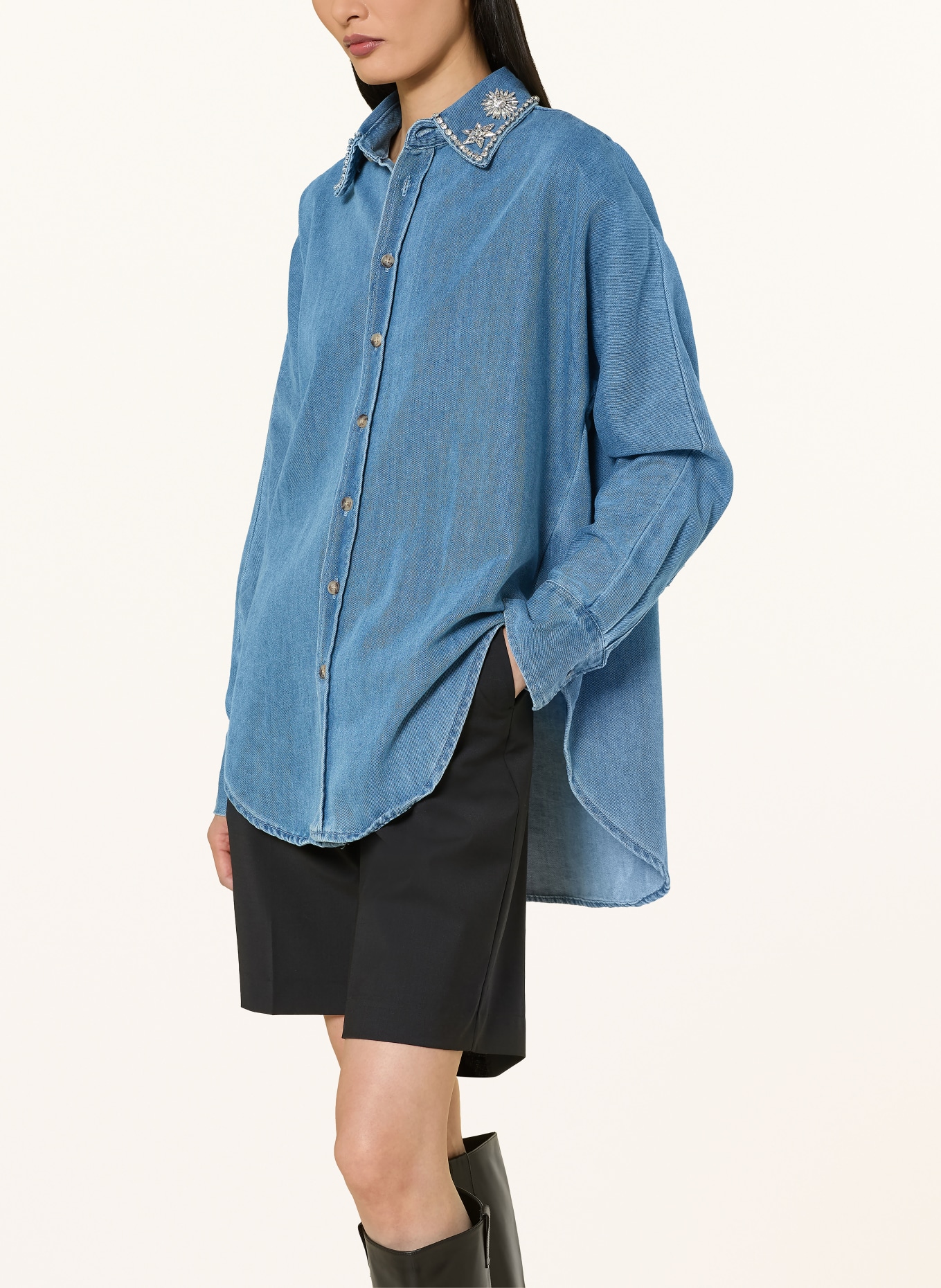 miss goodlife Denim blouse with rhinestones: BLUE