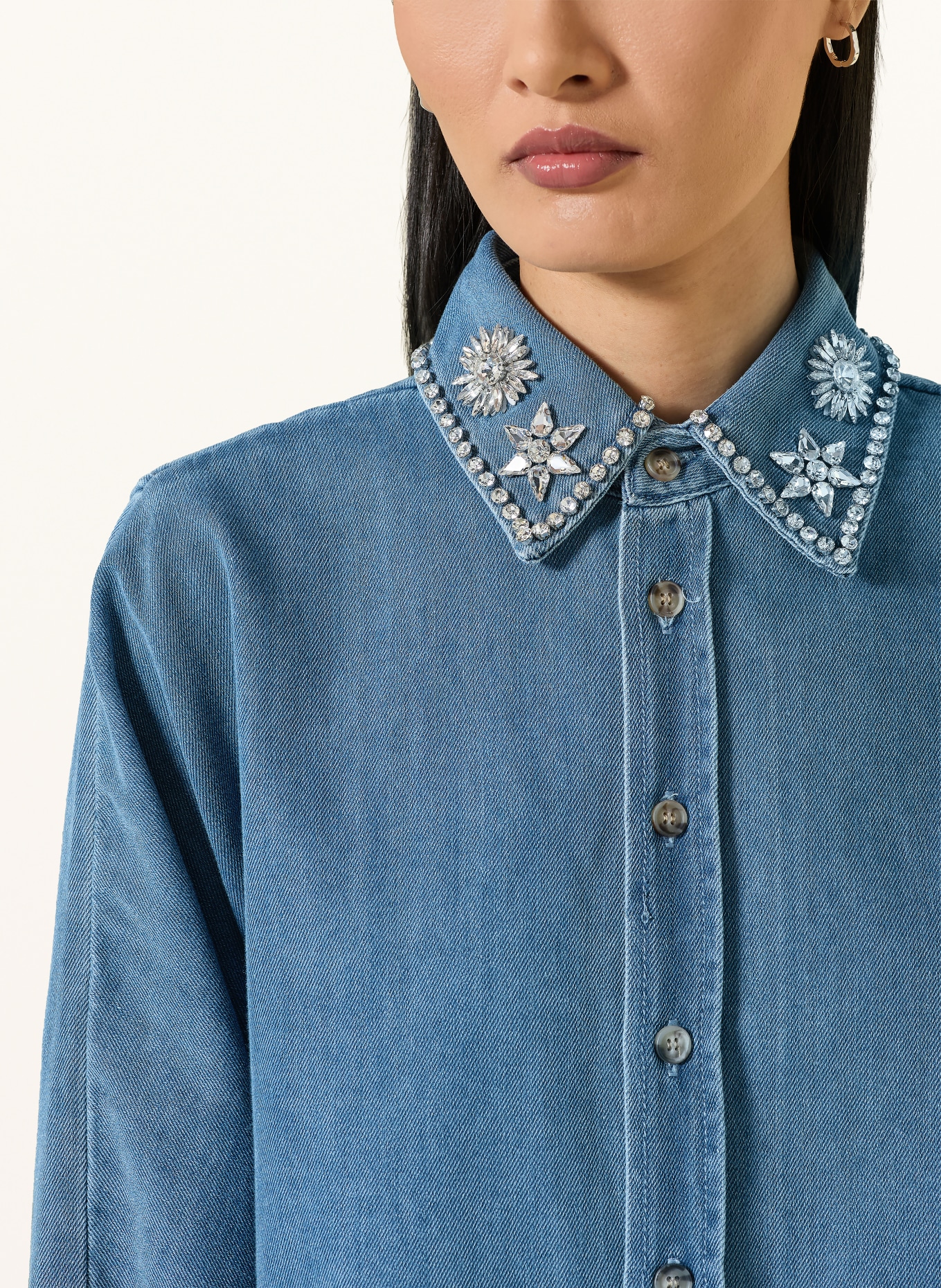 miss goodlife Denim blouse with rhinestones: BLUE