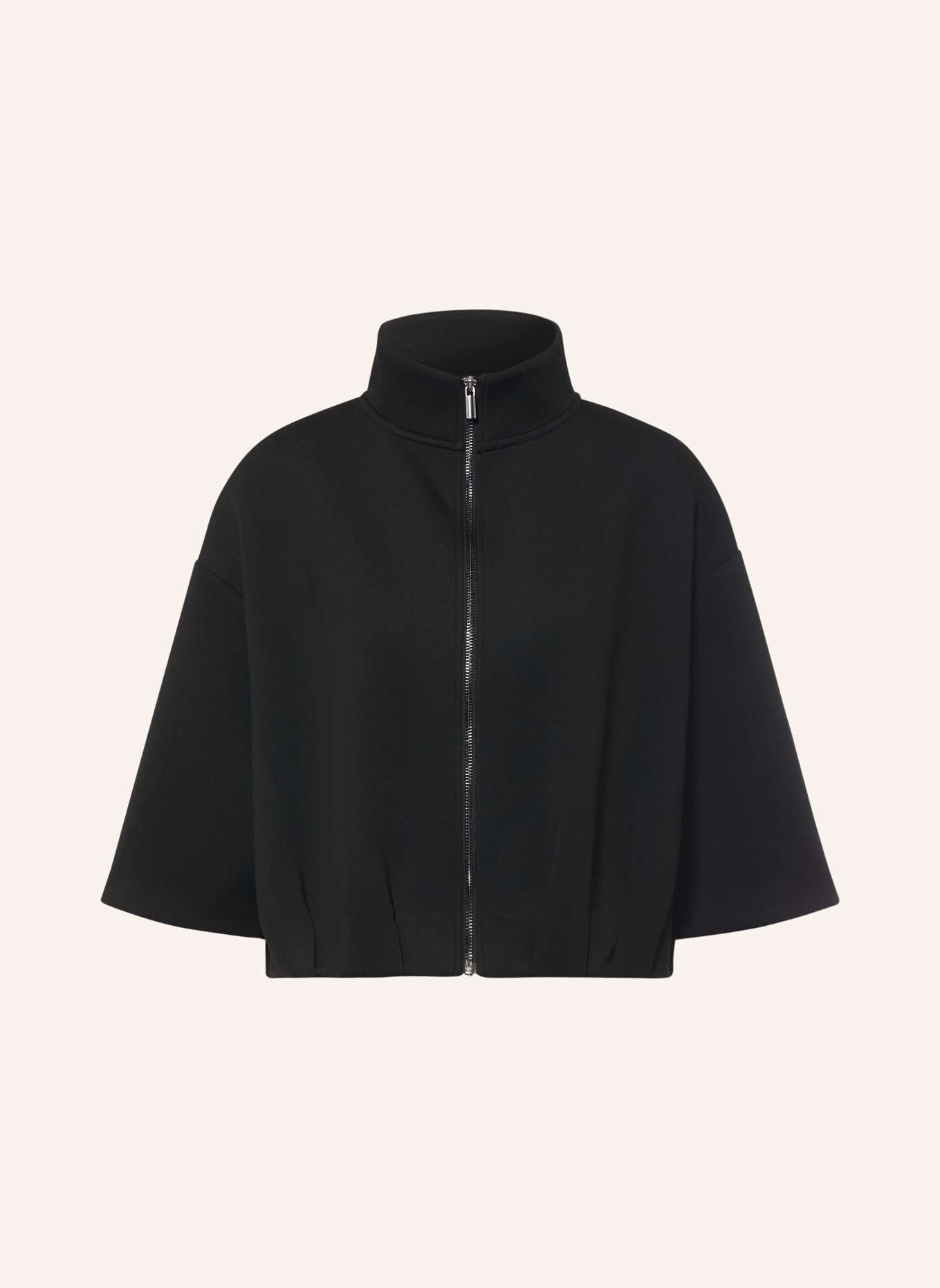 OPUS GALTOS Sweatshirt Jacket with 3/4 Sleeves: BLACK