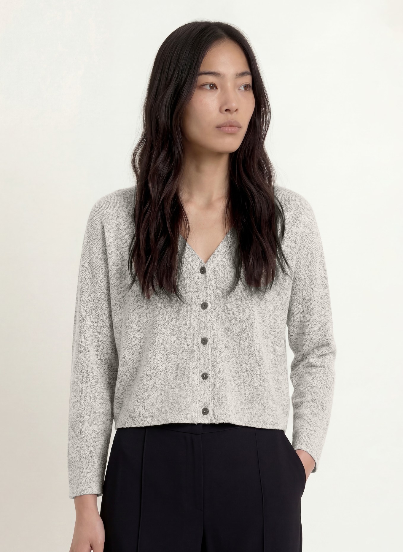 OPUS Gebreid vest SAKUNO: WIT / ZWART