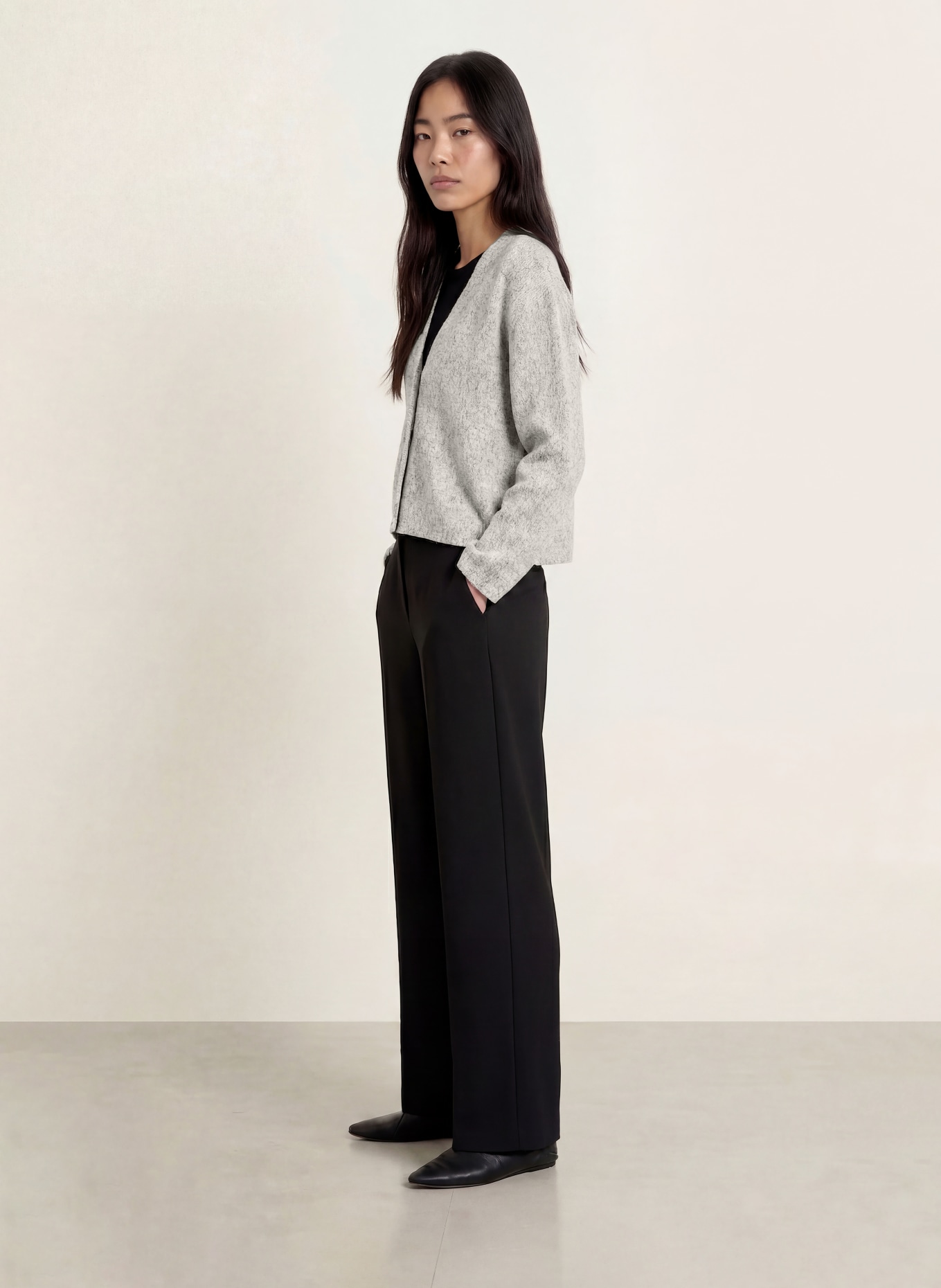 OPUS Gebreid vest SAKUNO: WIT / ZWART