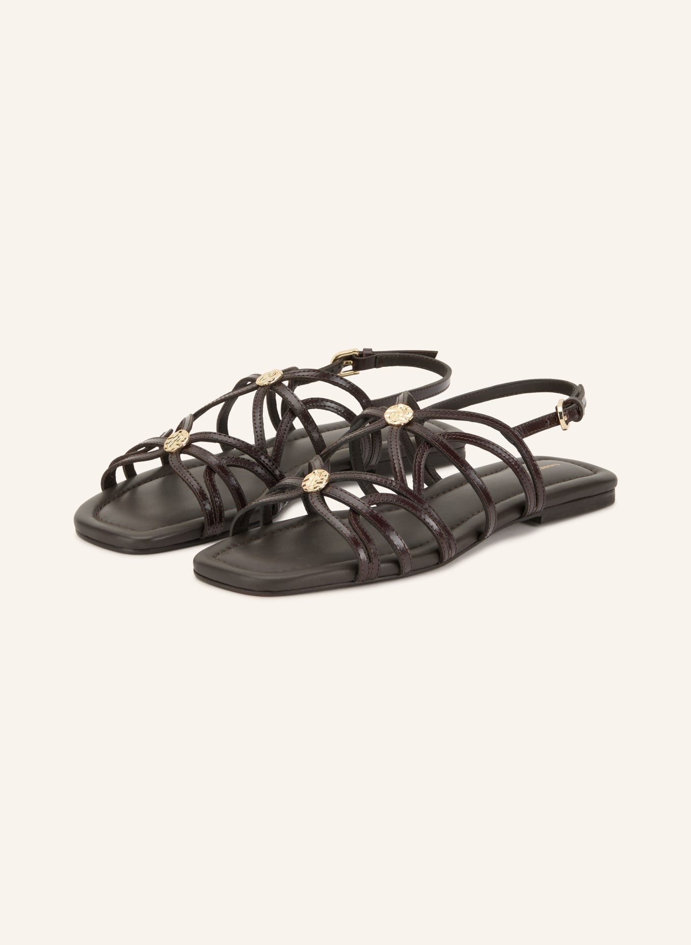 CLAUDIE PIERLOT Sandalen: DUNKELBRAUN / GOLD