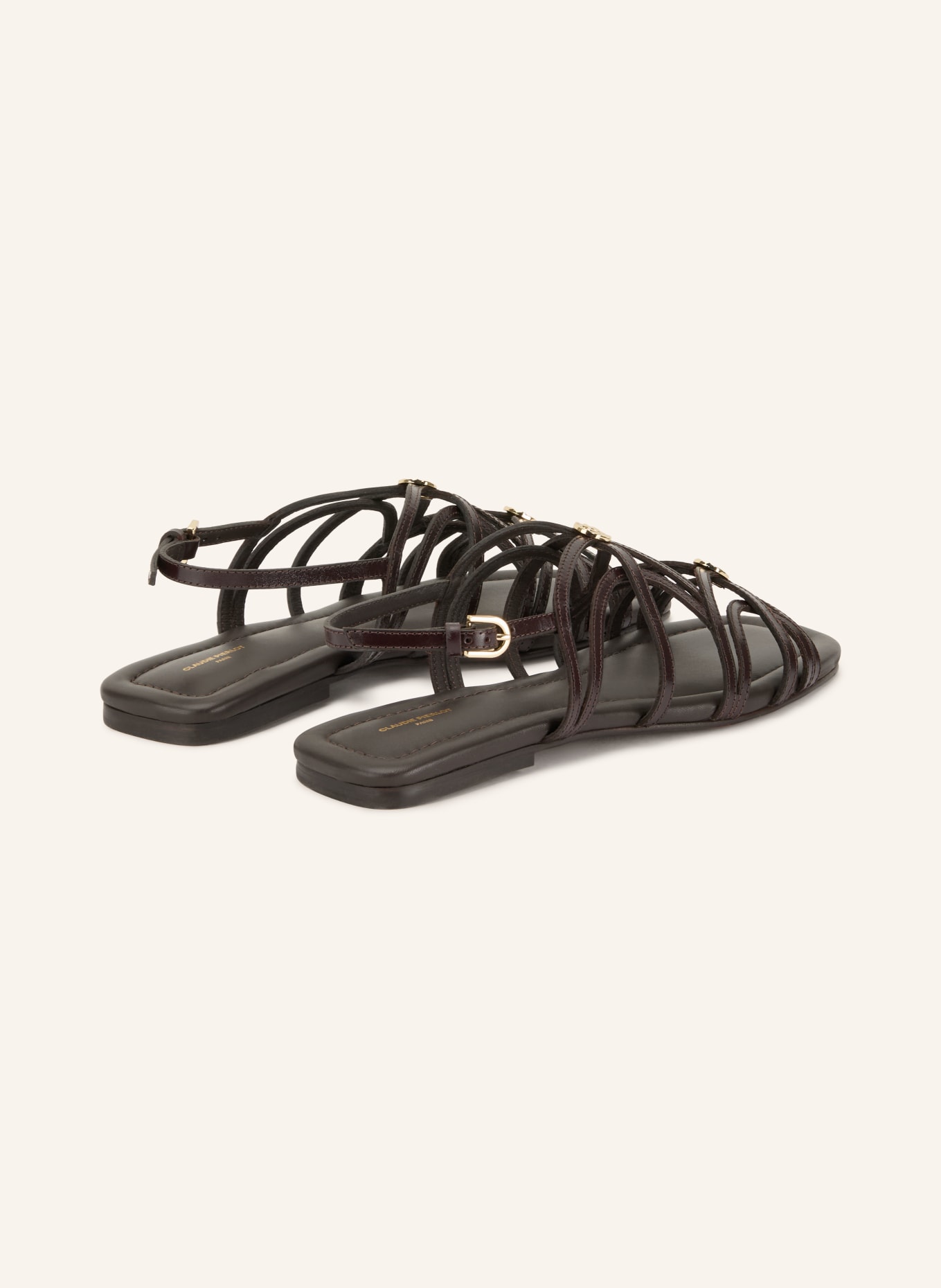 CLAUDIE PIERLOT Sandalen: DUNKELBRAUN / GOLD
