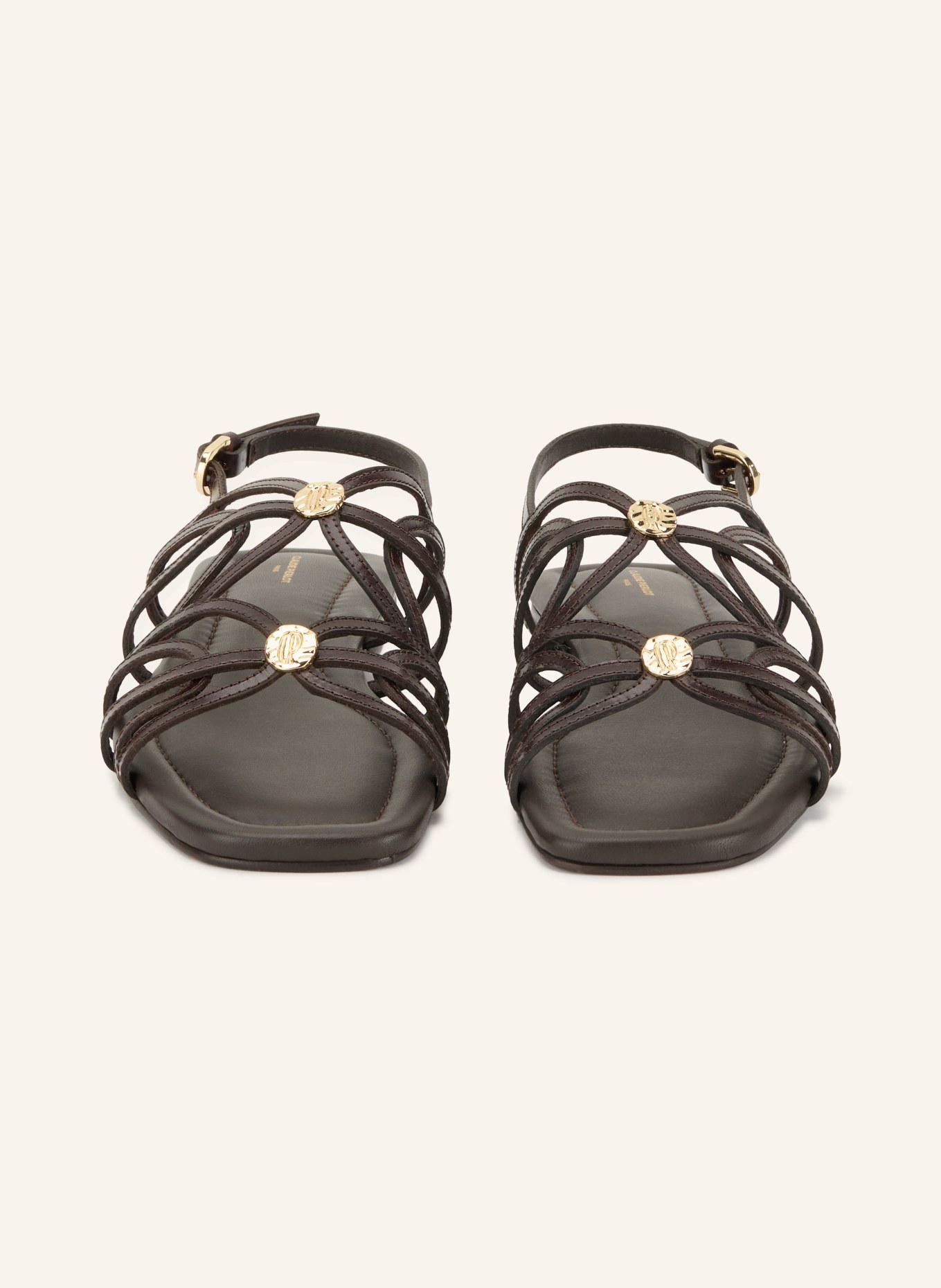 CLAUDIE PIERLOT Sandalen: DUNKELBRAUN / GOLD