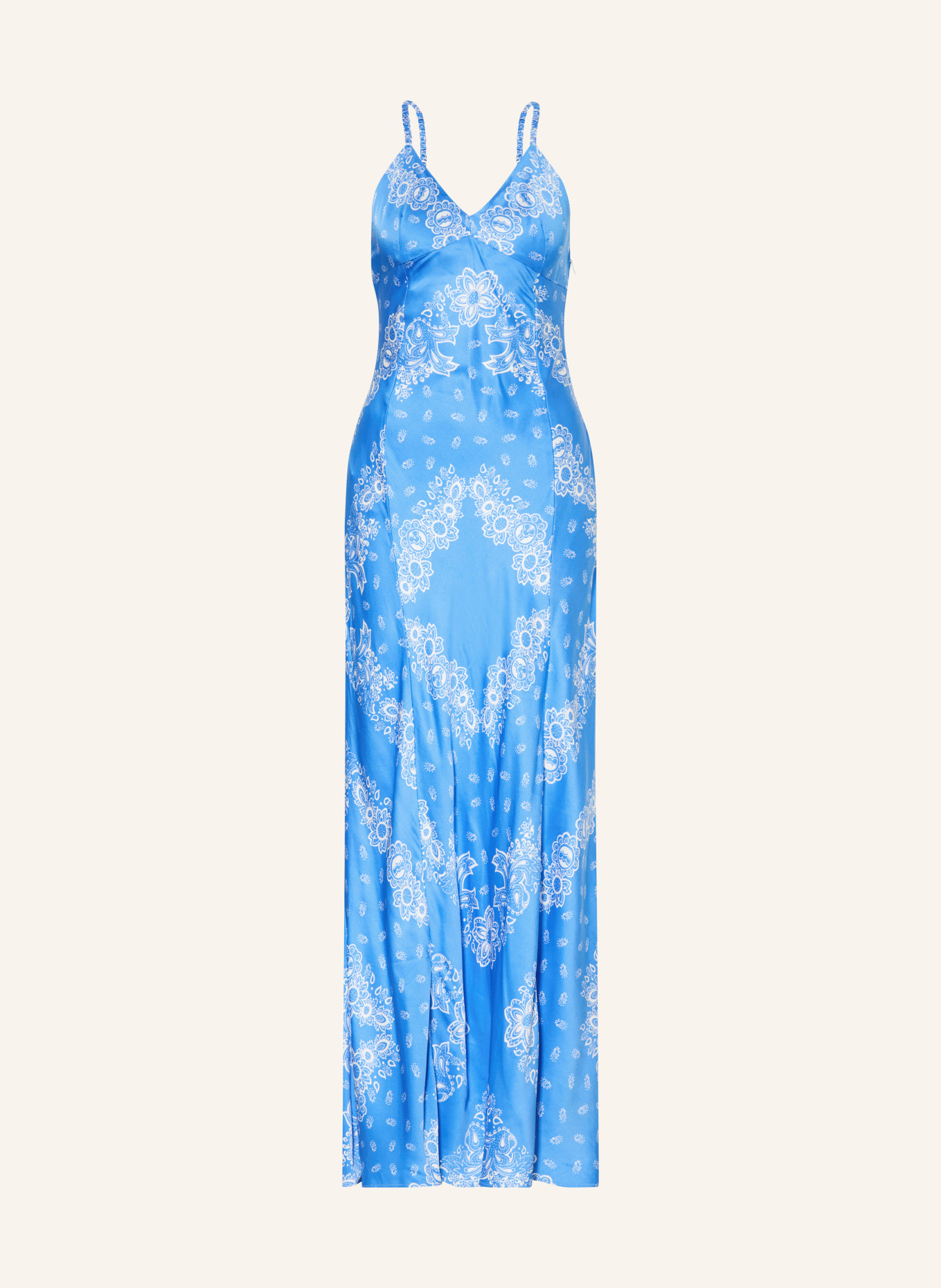 maje Satinkleid: BLAU / WEISS