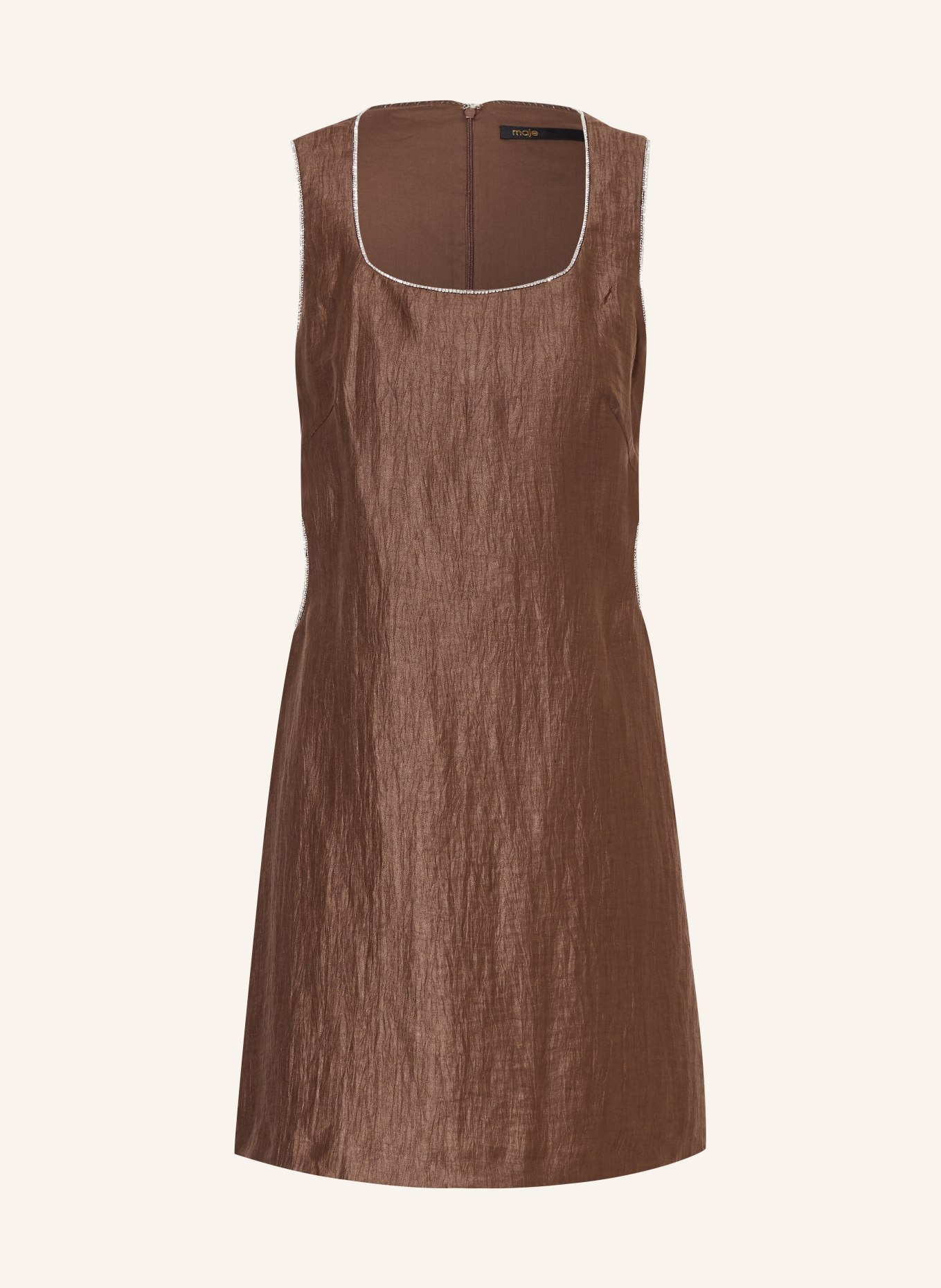 maje Kleid mit Leinen und Cut-outs: BRAUN