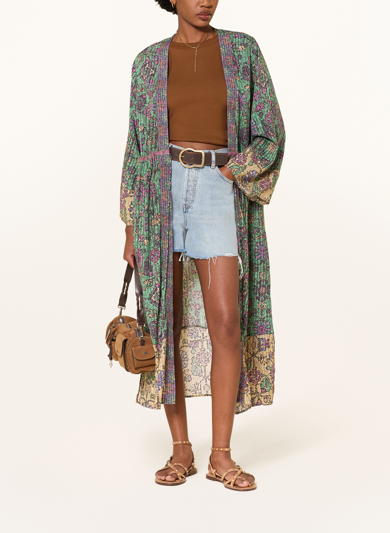 ba&sh Kimono PADRIG: GRÜN / BRAUN / LILA