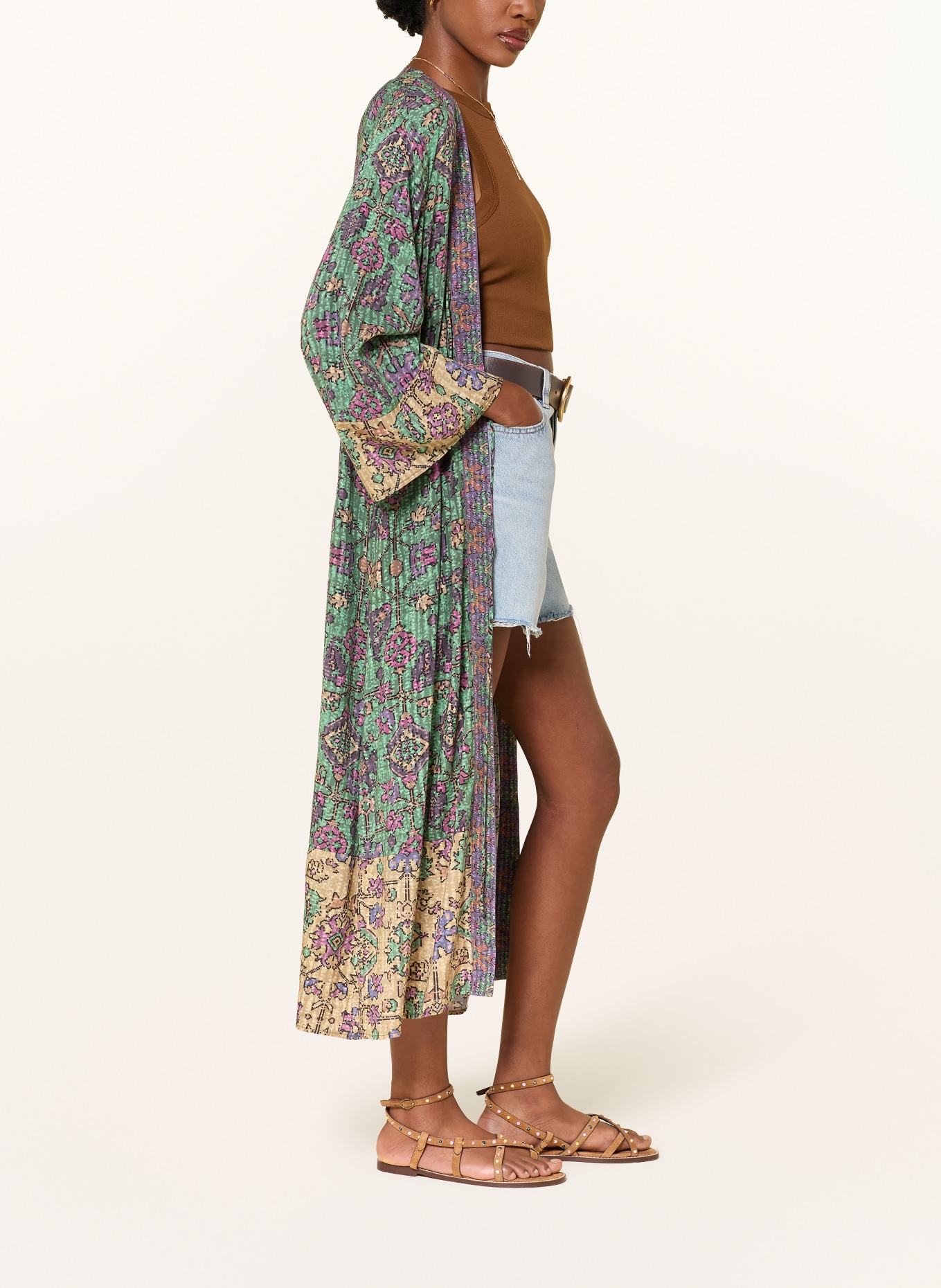 ba&sh Kimono PADRIG: GRÜN / BRAUN / LILA