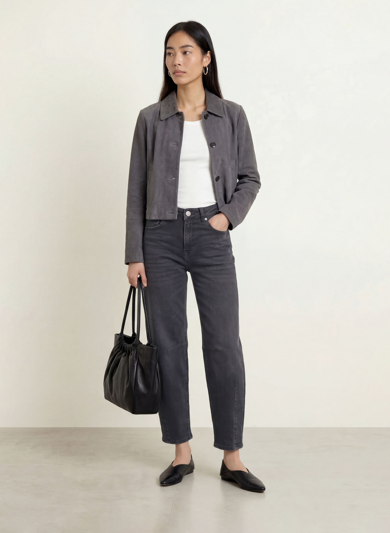 OPUS Džíny Barrel LISSIE BOLDY: 70393 dark grey
