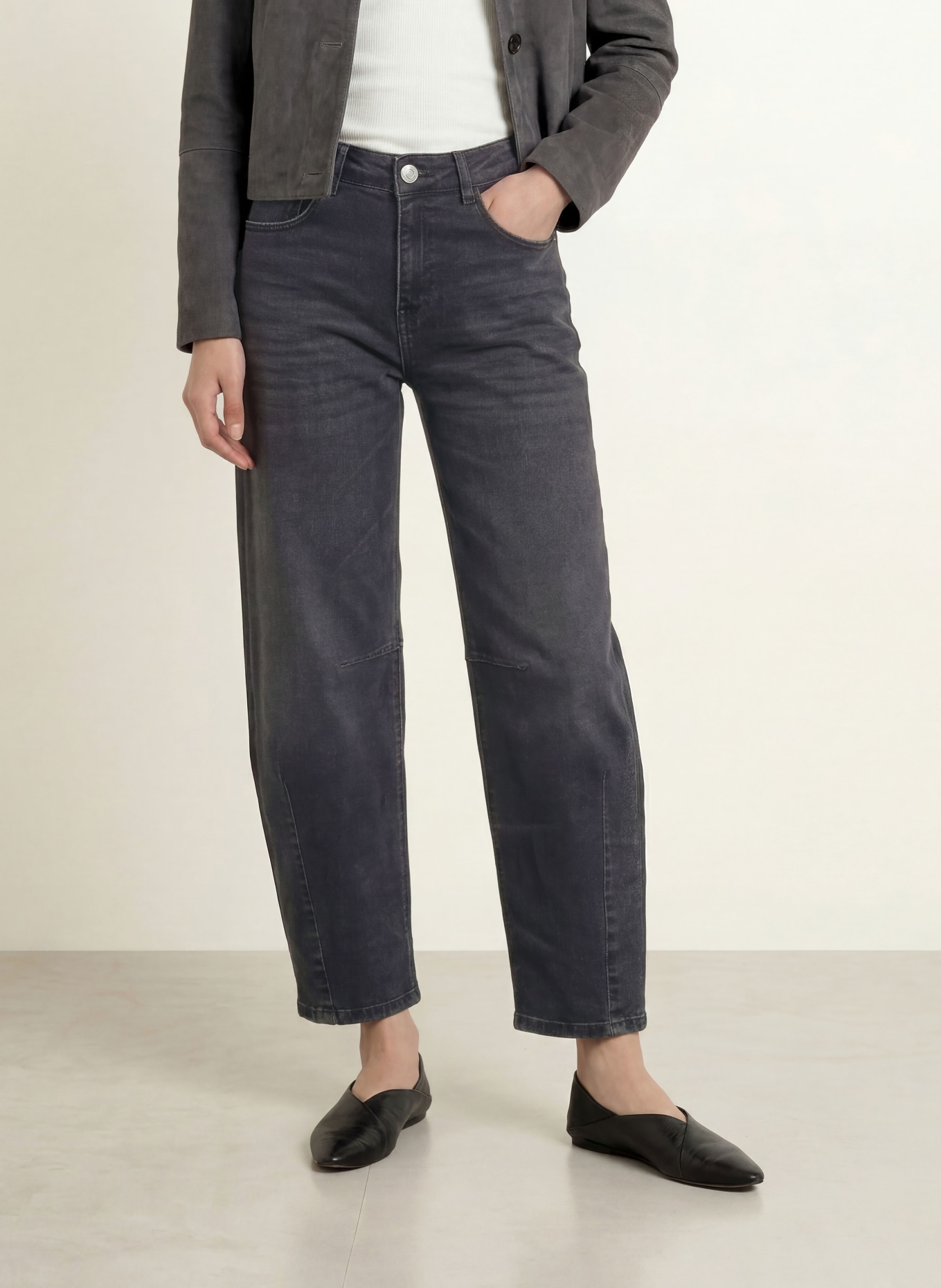 OPUS Džíny Barrel LISSIE BOLDY: 70393 dark grey