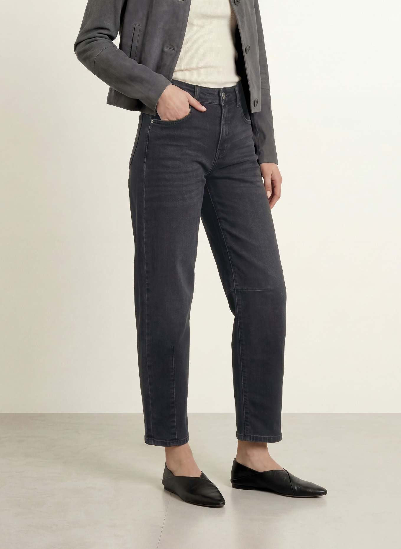 OPUS Džíny Barrel LISSIE BOLDY: 70393 dark grey