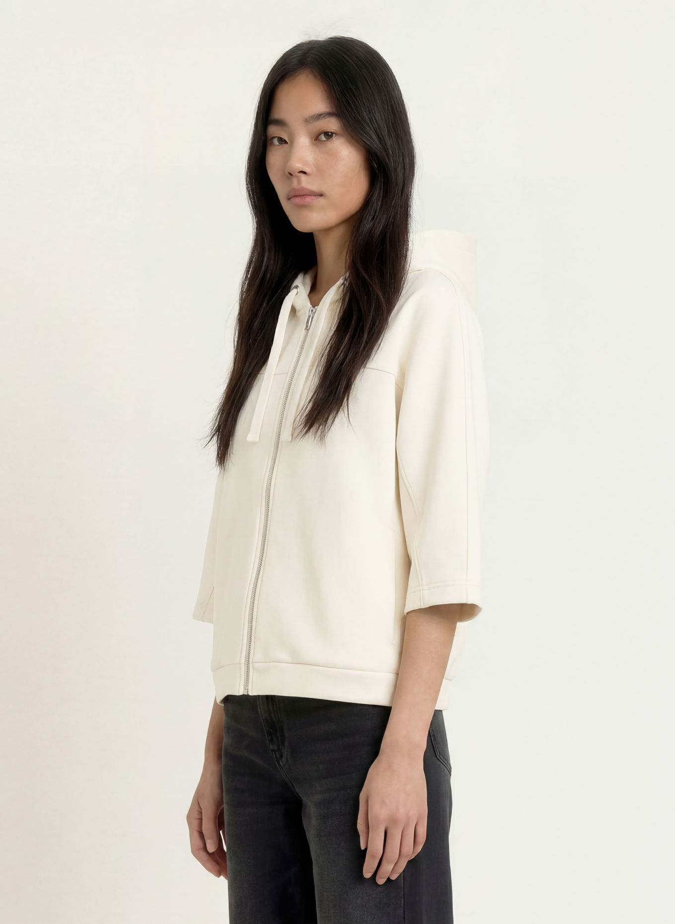 OPUS GIELA Sweatshirt Jacket with 3/4-length sleeves: ECRU